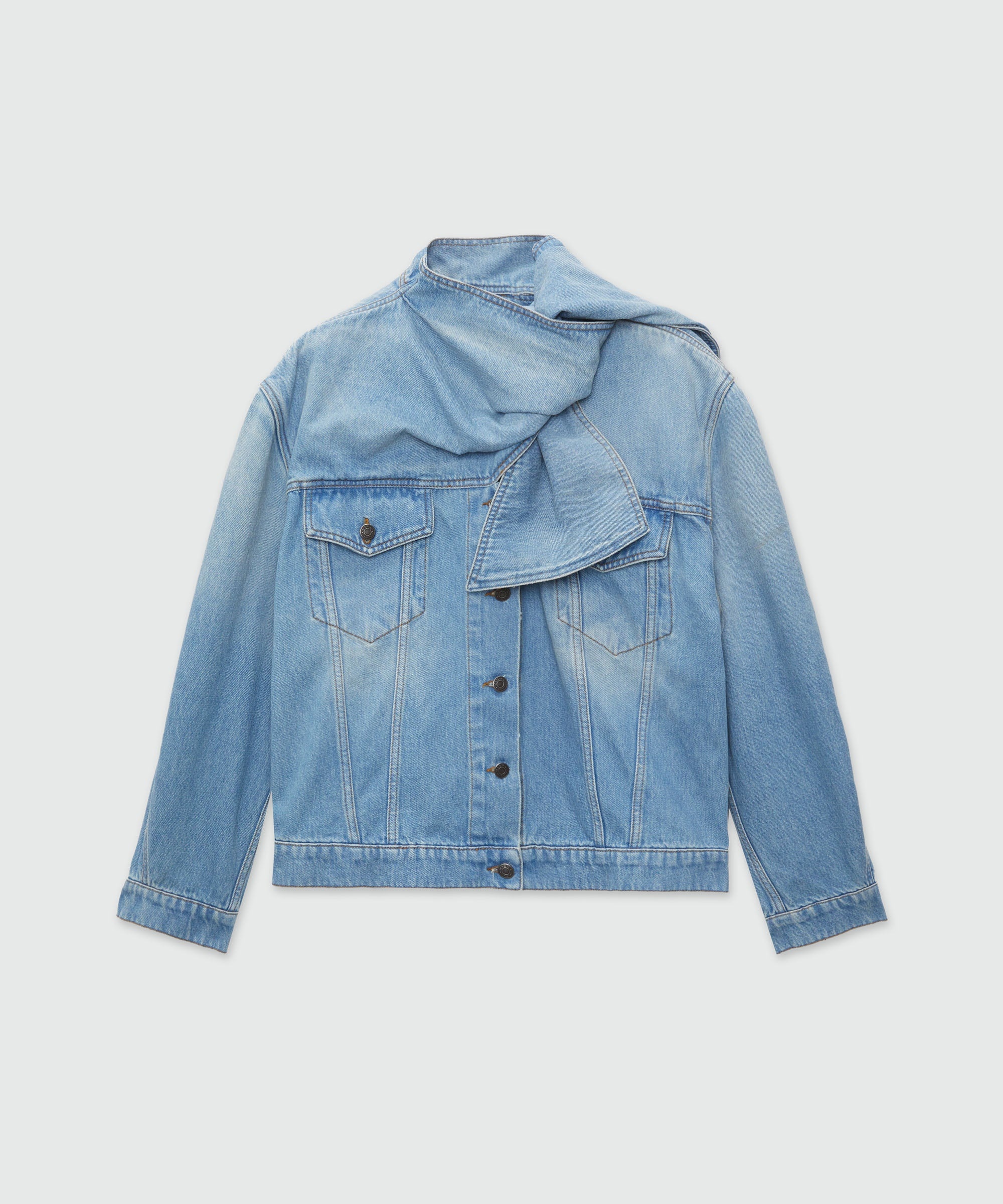 Denim jacket with scarf collar - 1
