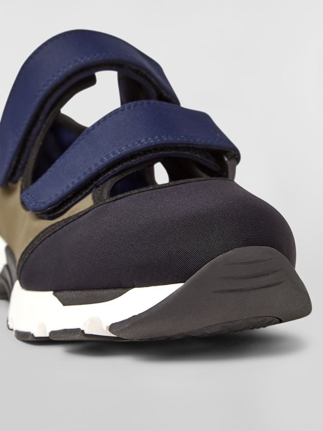 BLACK GREEN AND BLUE TECHNICAL FABRIC SNEAKER WITH HOOK AND LOOP FASTENERS - 5