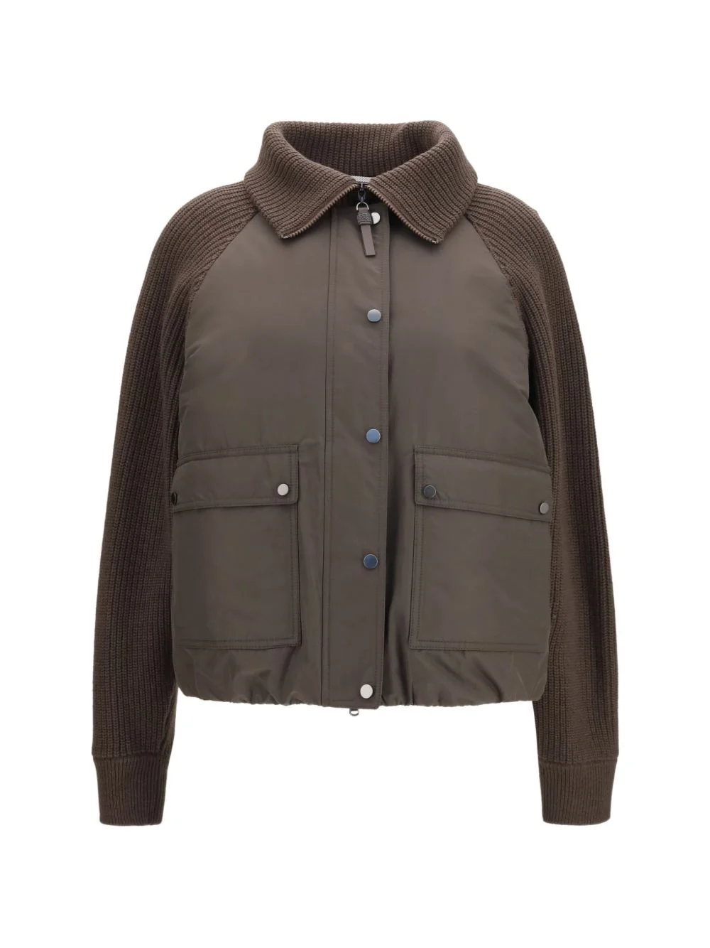 padded ribbed-knit jacket - 1