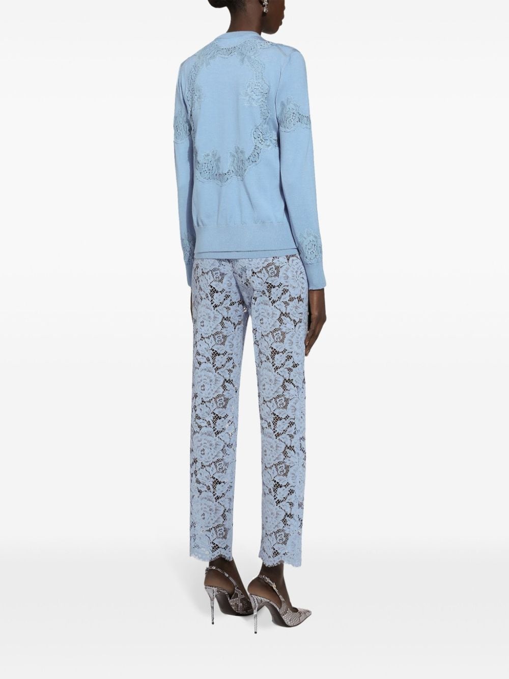 embroidered lace trousers - 4