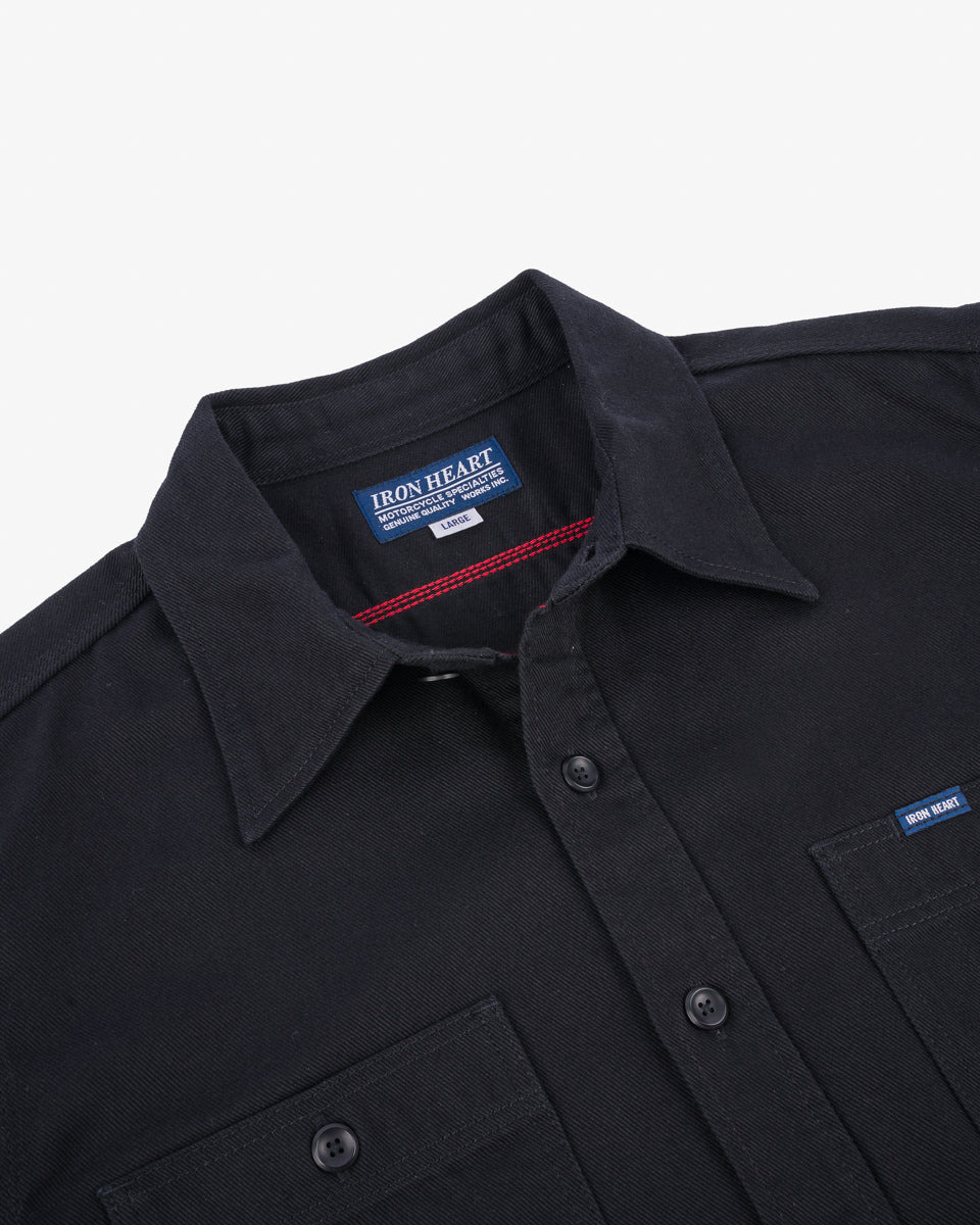 IHSH-414-BLK 9oz Cotton Linen Work Shirt - Black - 6