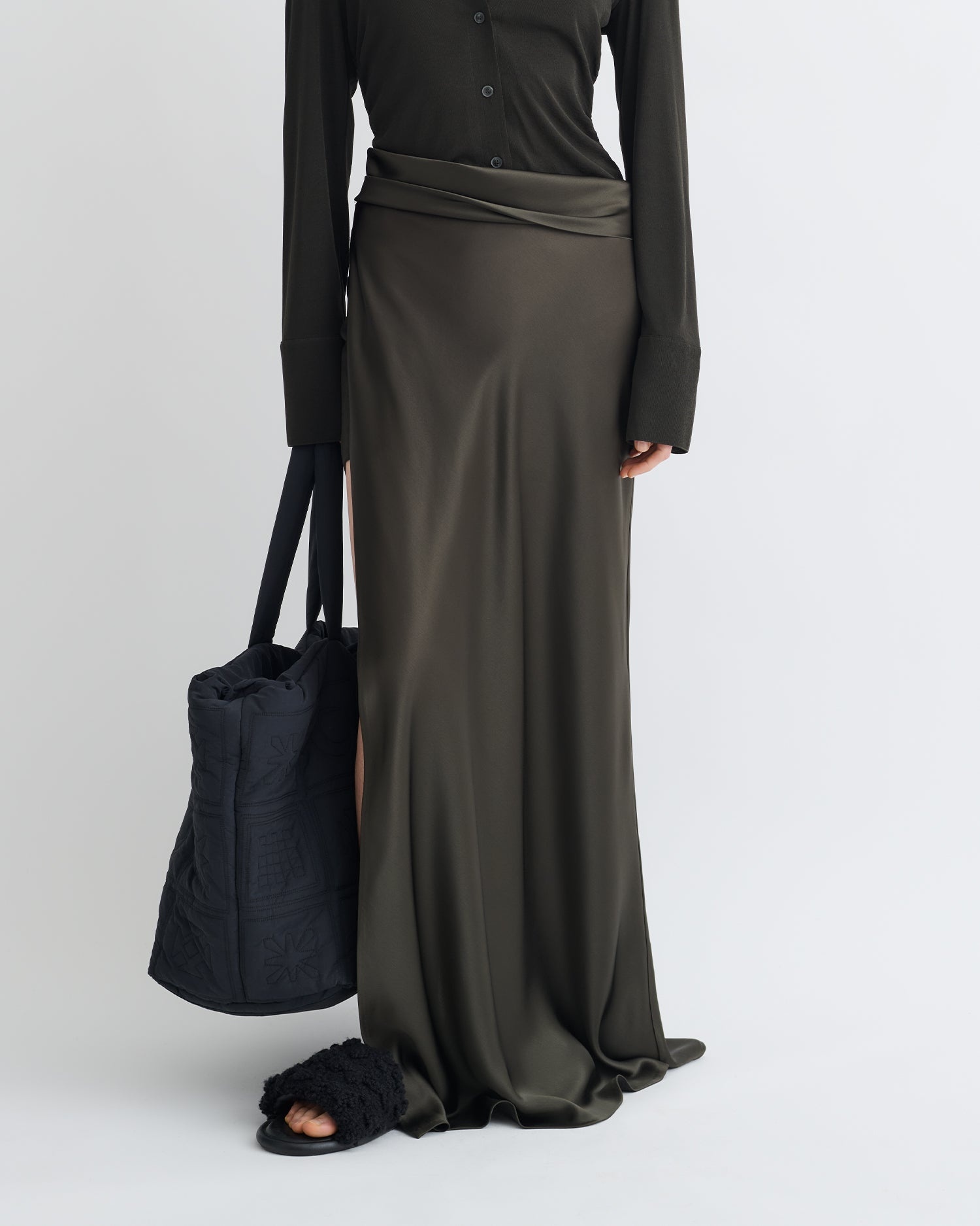 Mesh Jersey and Slip Satin Dress - 4