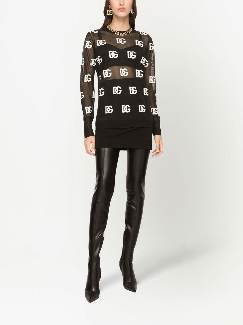 logo-print sheer long-sleeved T-shirt - 3