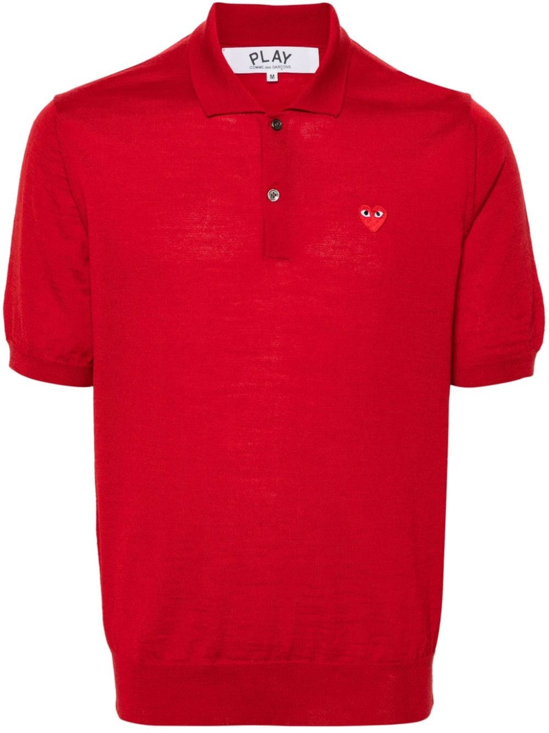 heart-patch wool polo shirt 1