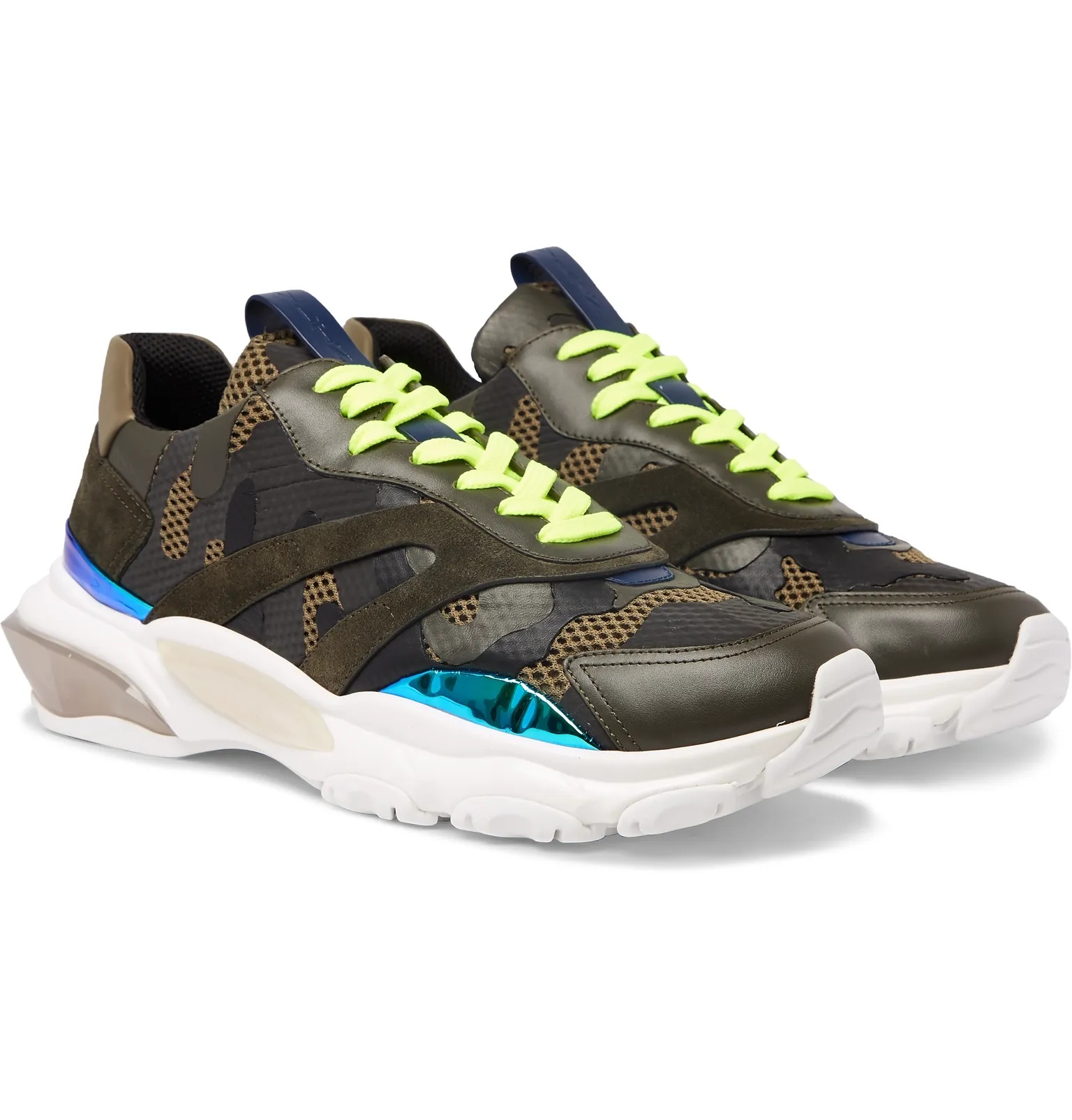 Valentino Garavani Bounce Leather, Suede and Mesh Sneakers - 2