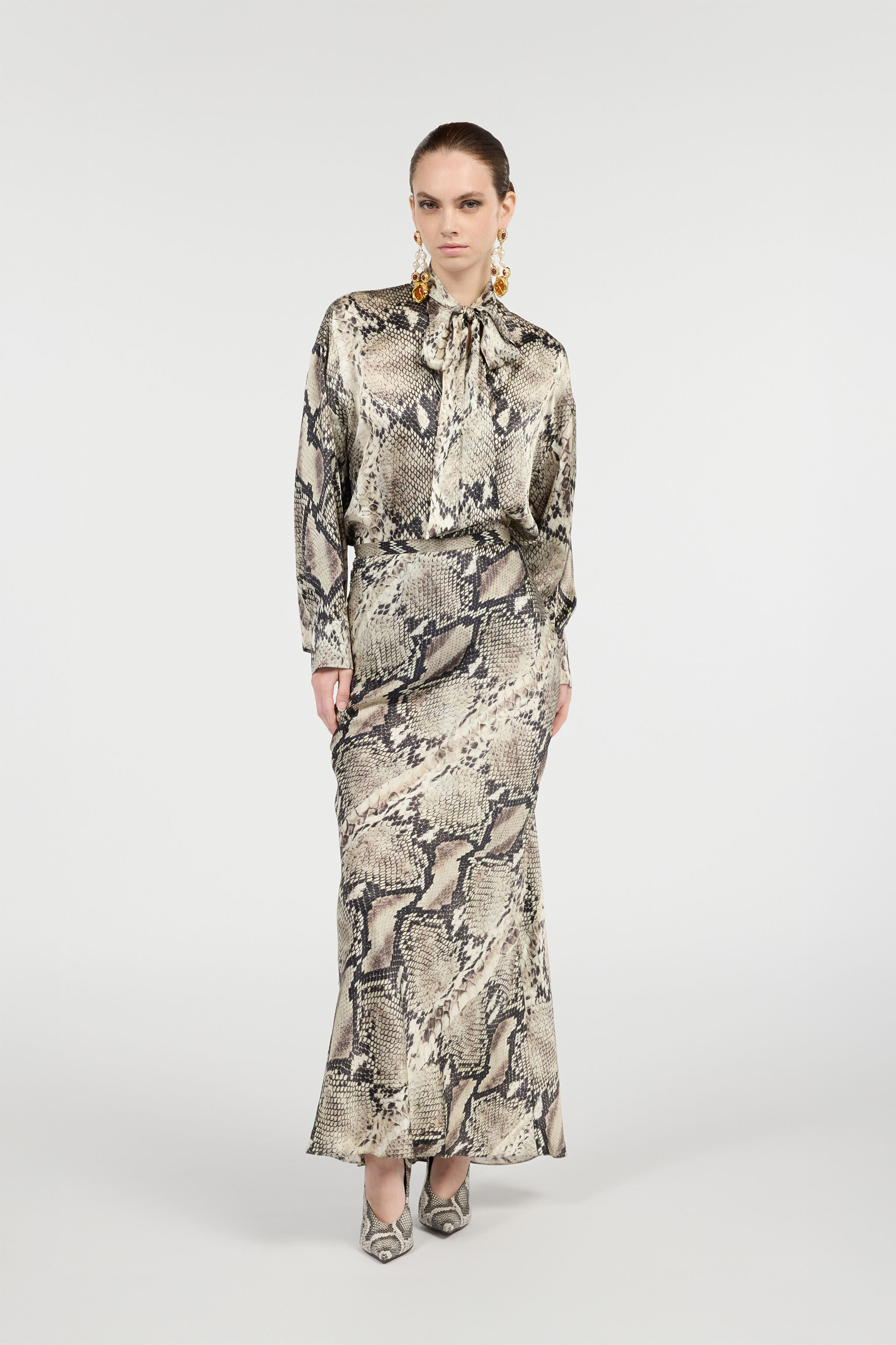 Long Silk Skirt with Python Print - 2