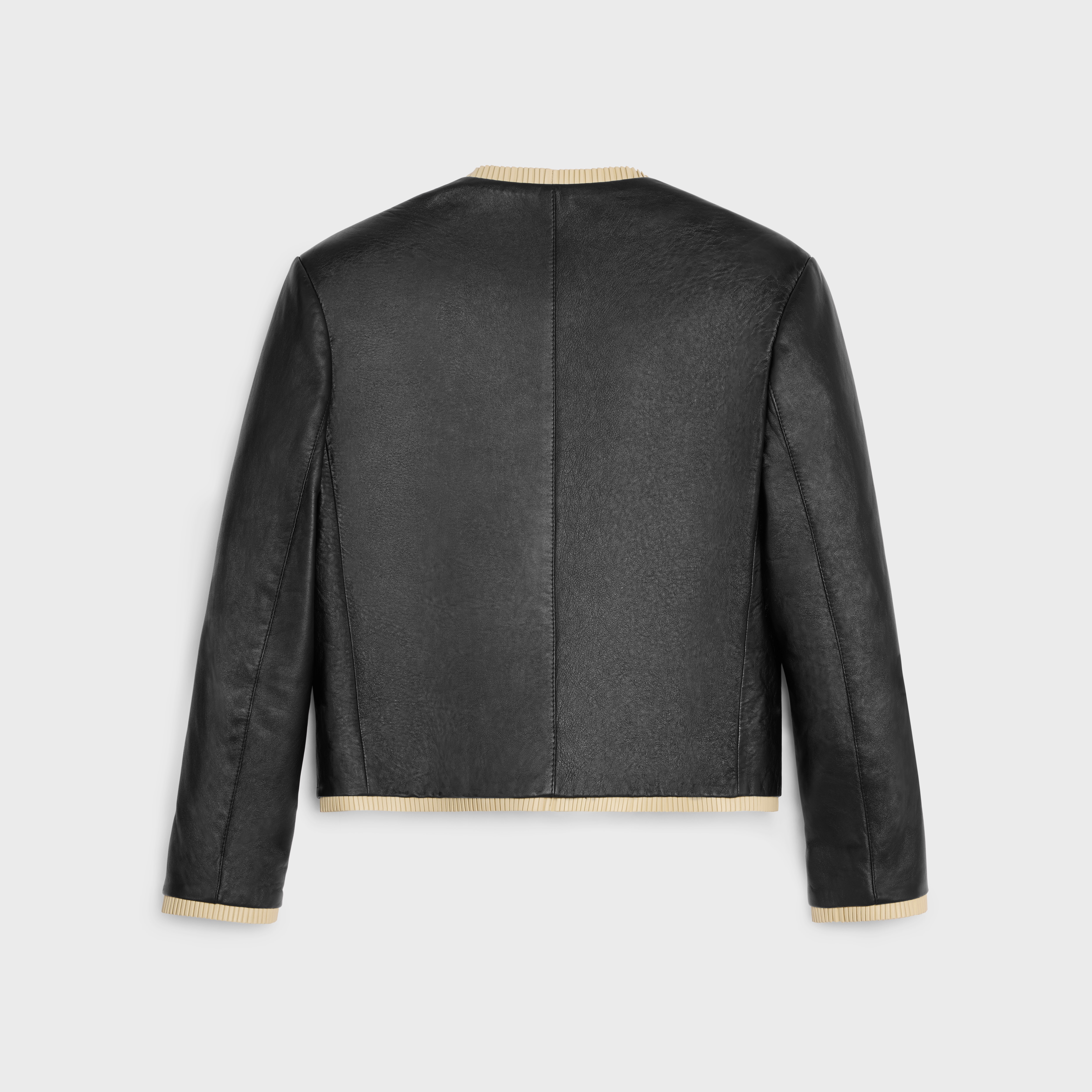 jacket with pure collar in soft lambskin - 2
