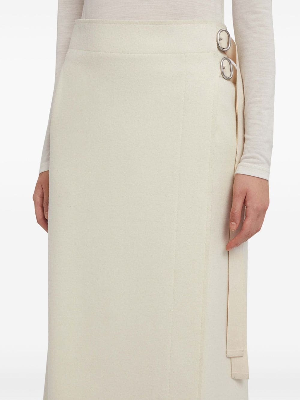 wrap-design wool midi skirt - 6