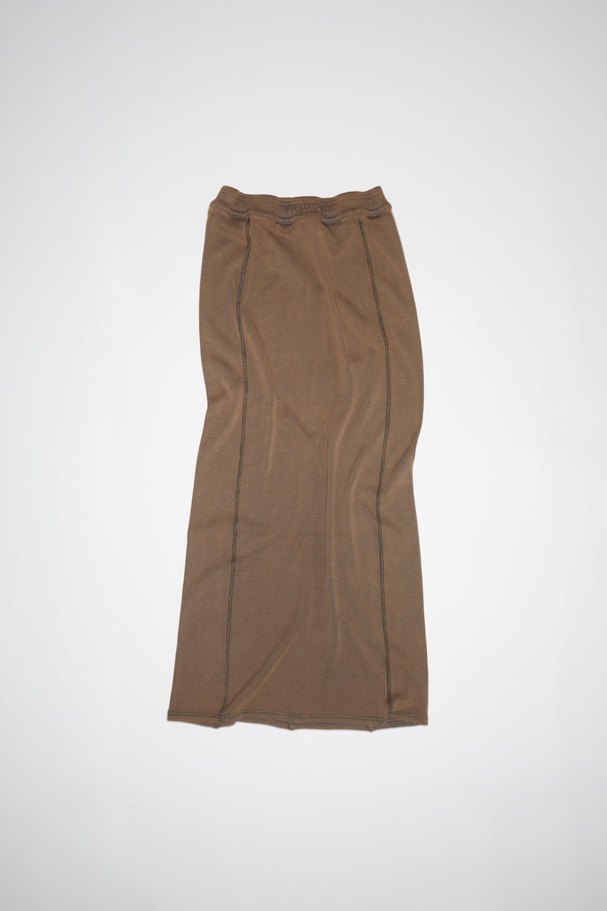Ribbed Midi skirt - Brown - 5