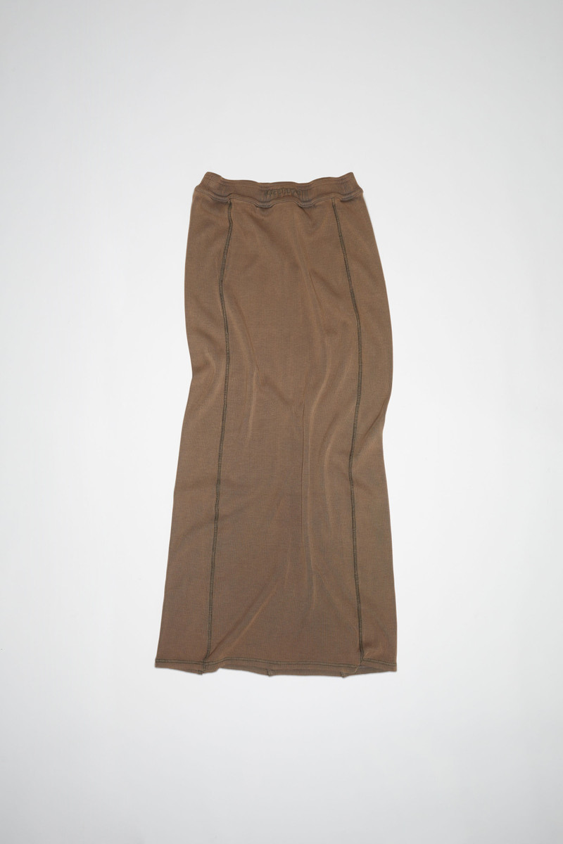 Ribbed Midi skirt - Brown 5