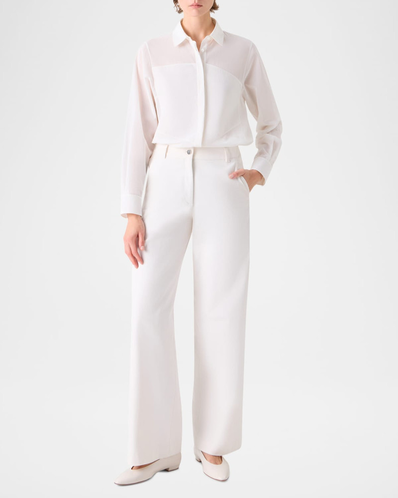 AKRIS Geometric Paneled Cotton Button-Down Shirt outlook