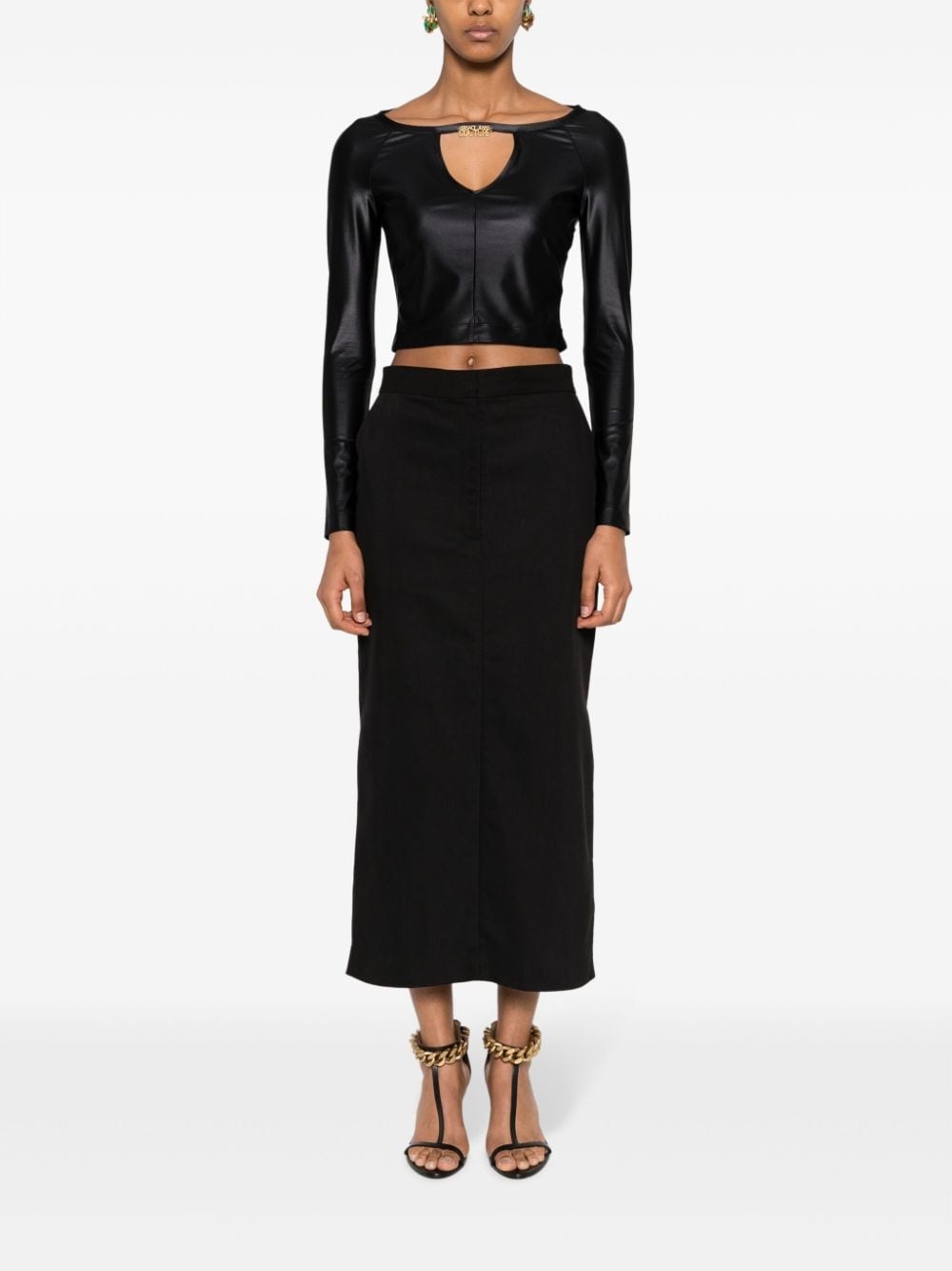 logo-plaque jersey crop top - 2