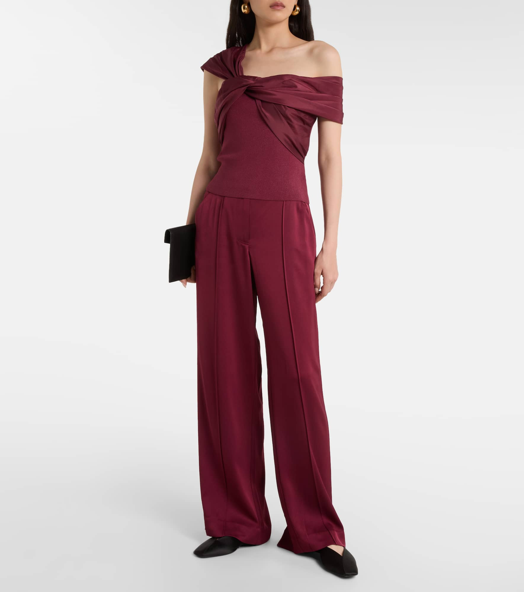 Kyra high-rise satin wide-leg pants - 2