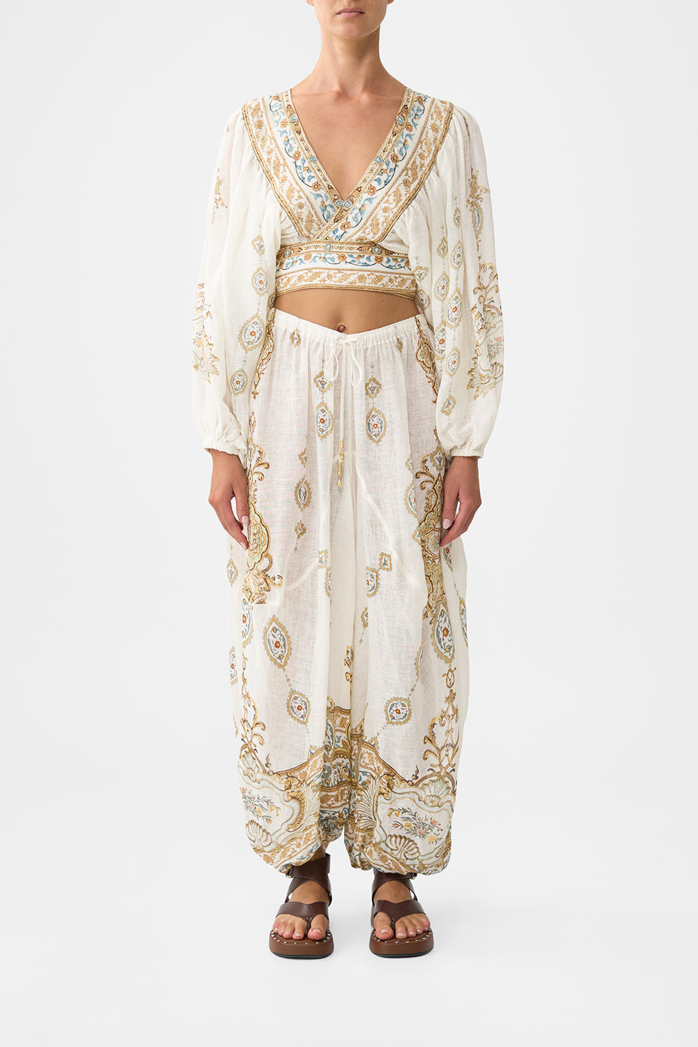 PANELLED HAREM PANT WITH TIE WAIST - 2