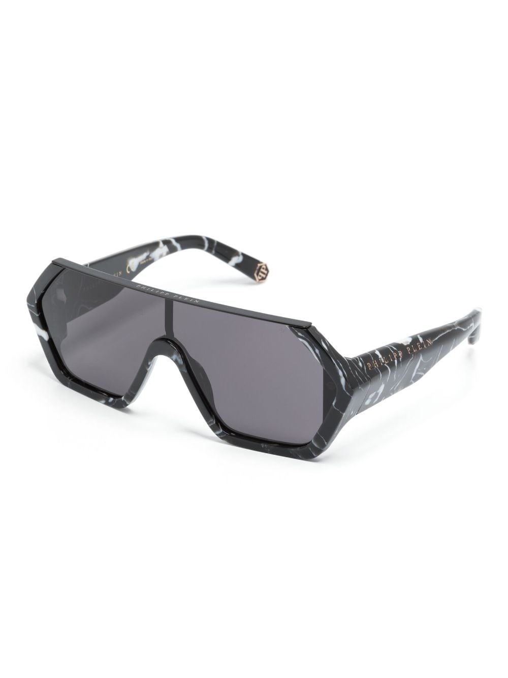 marbled-pattern oversize-frame sunglasses - 2