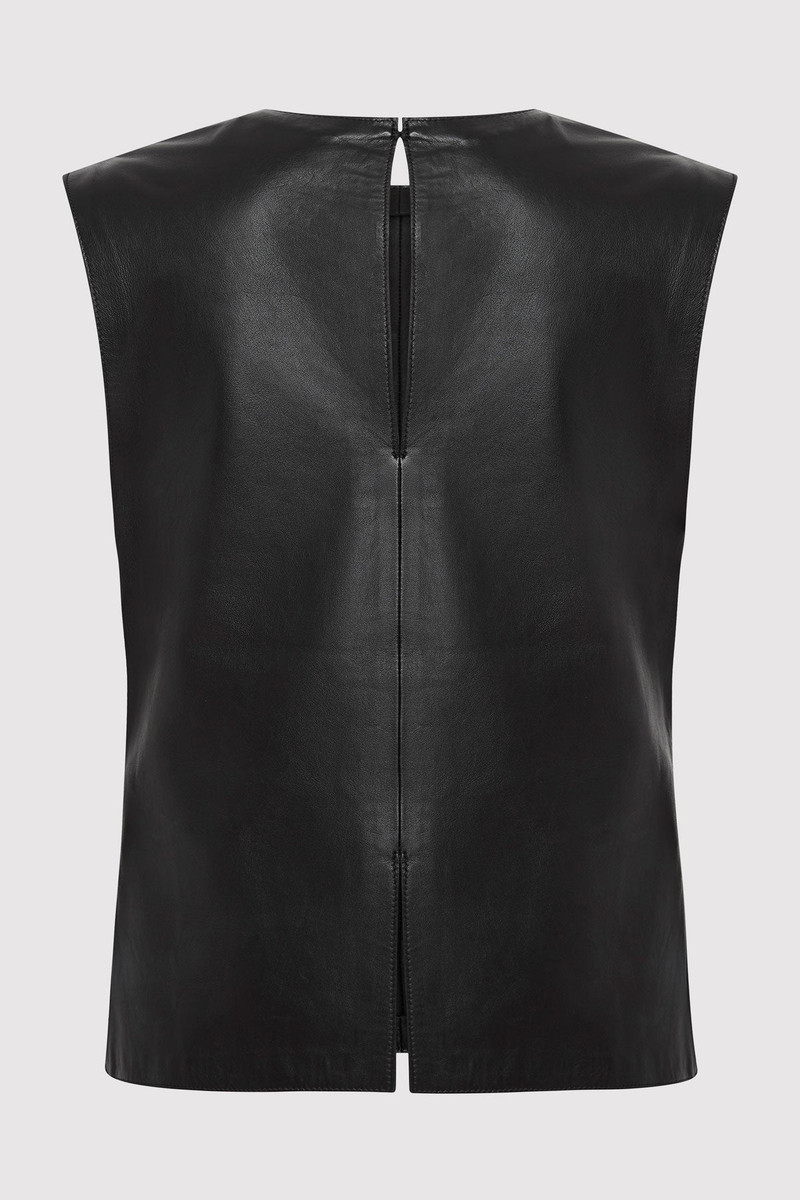 ST. AGNI Leather Top - Black outlook