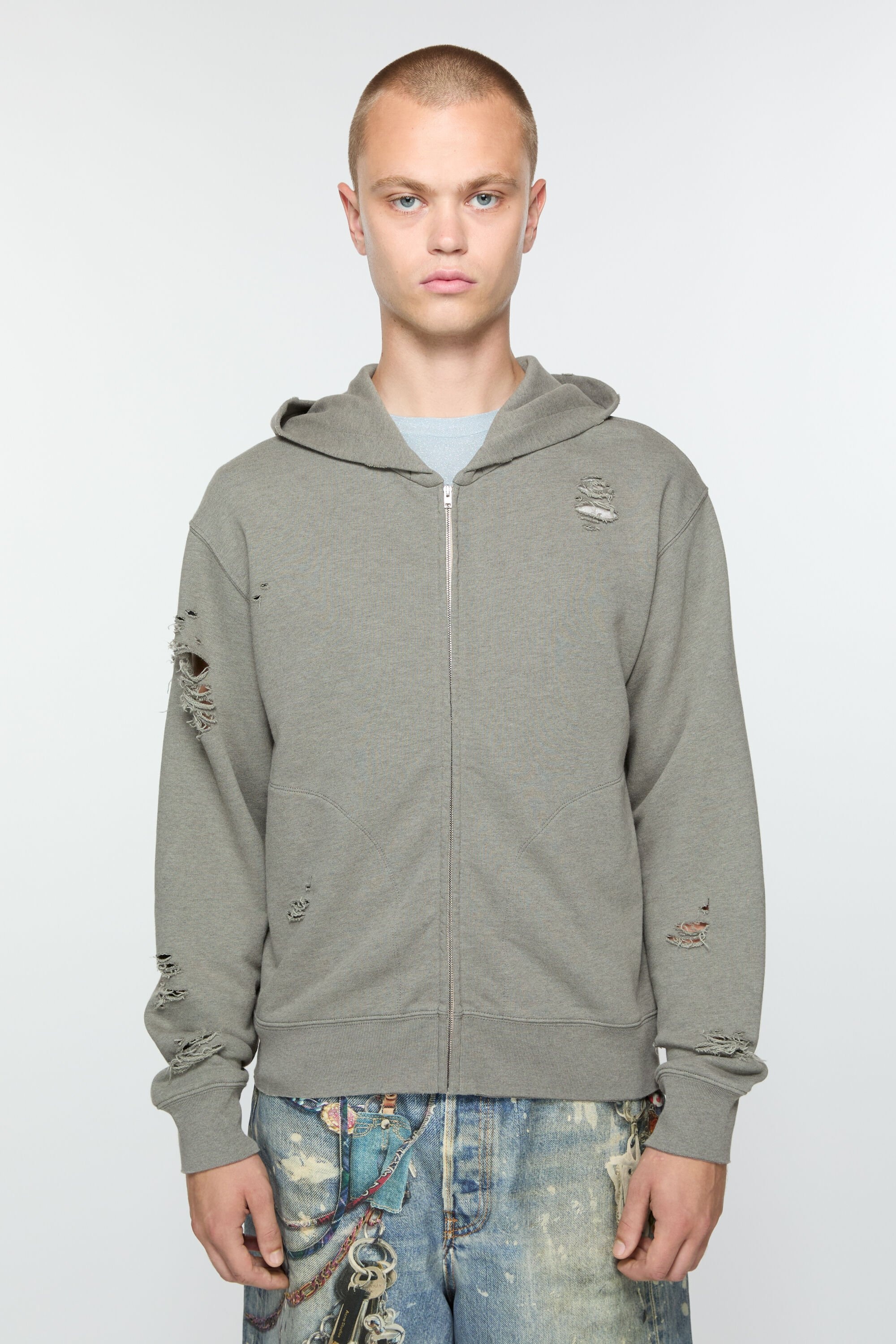 Hooded zipper sweater - Moss Green - 2