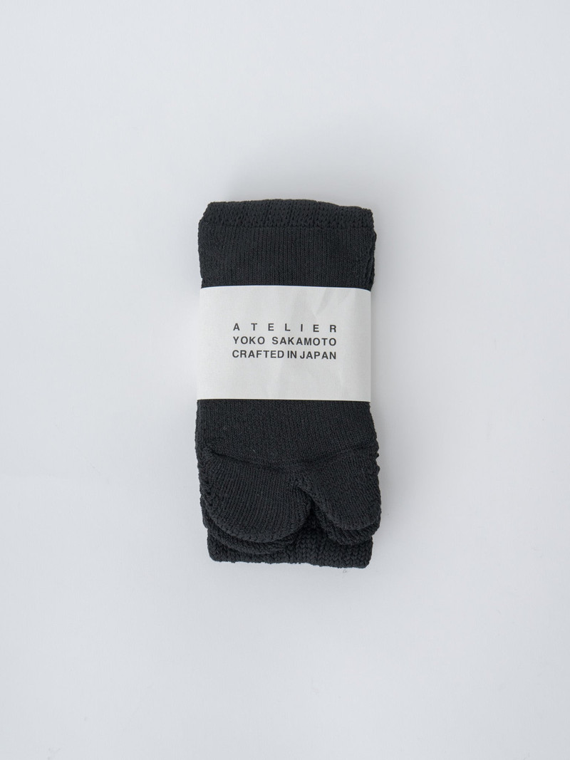 Tabi Pile Socks Cotton - Black, Heather Gray 5