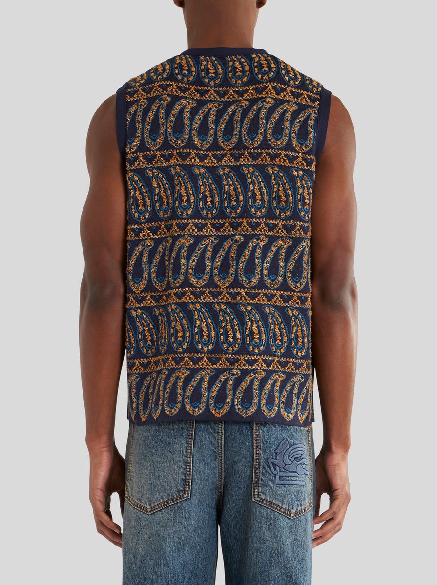 KNITTED GILET WITH PAISLEY DESIGNS - 5