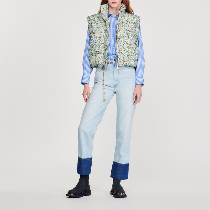 Sandro Short sleeveless padded jacket and print outlook