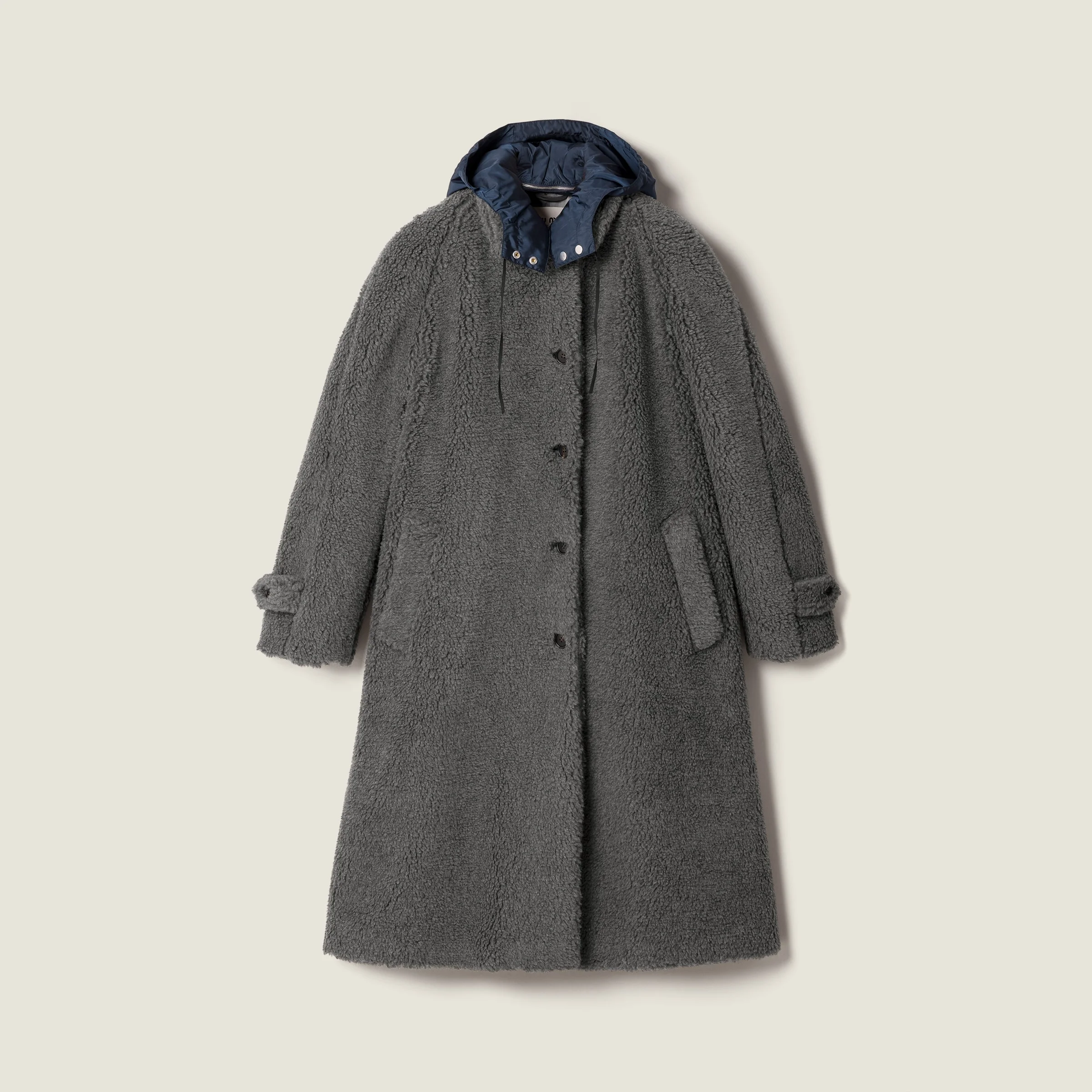 Single-breasted fleece coat - 1