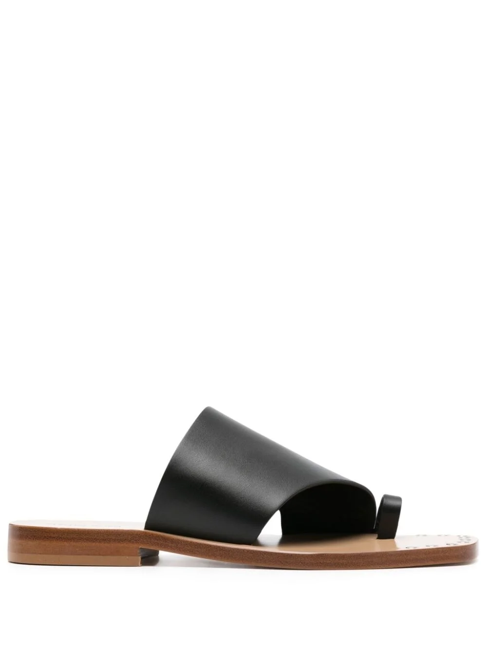 toe-strap leather slides - 1