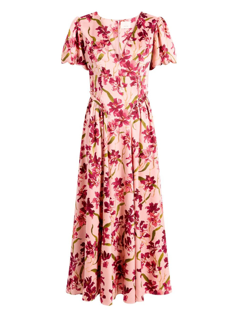 puff-sleeve floral-print dress 1