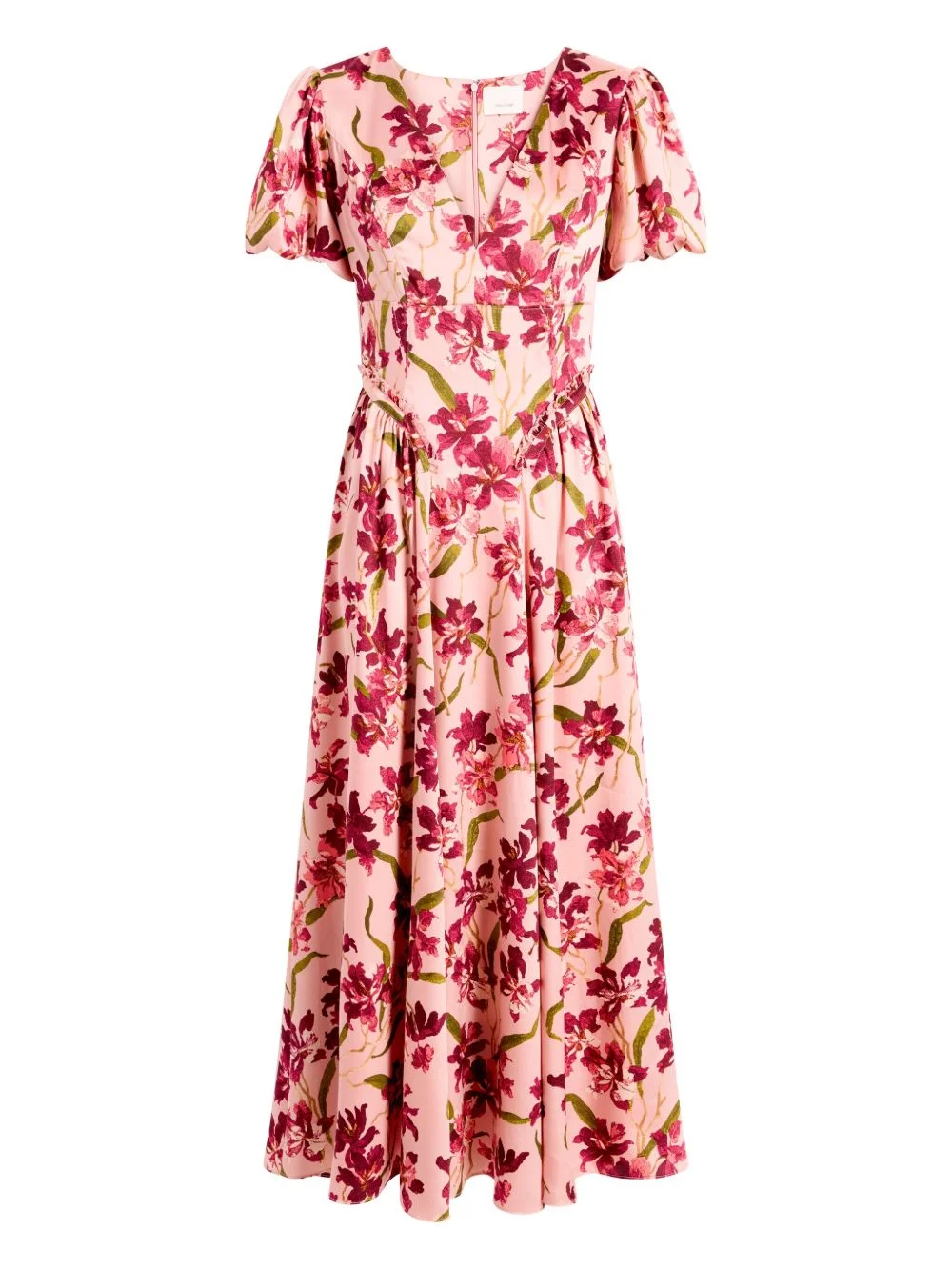 puff-sleeve floral-print dress - 1