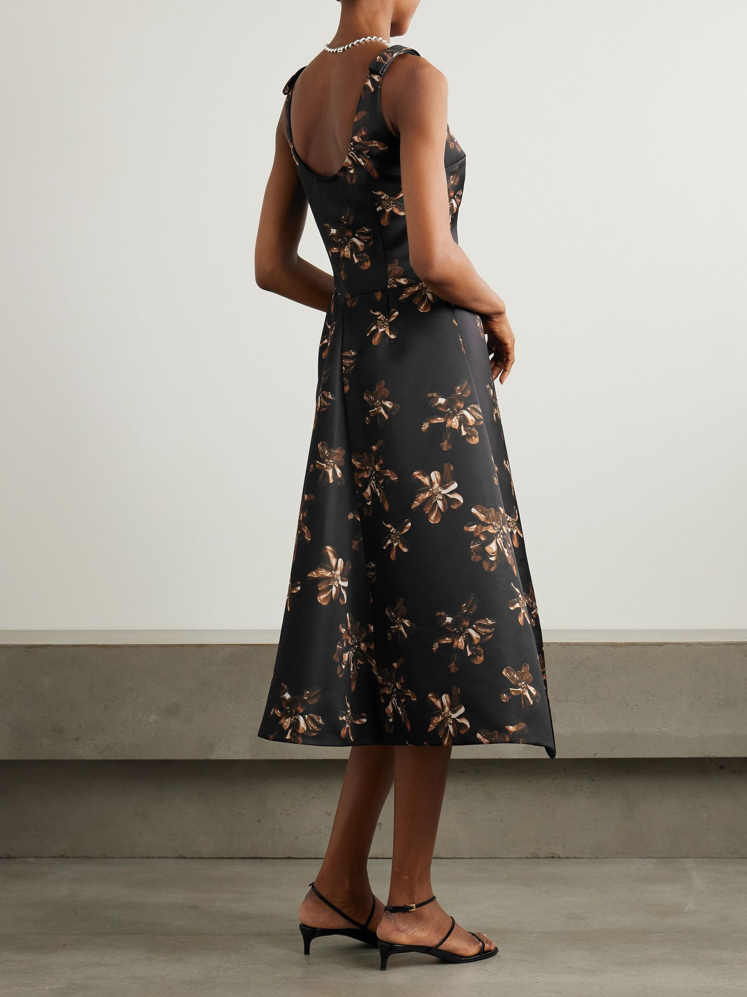 Tippi floral-print satin midi dress Black - 3