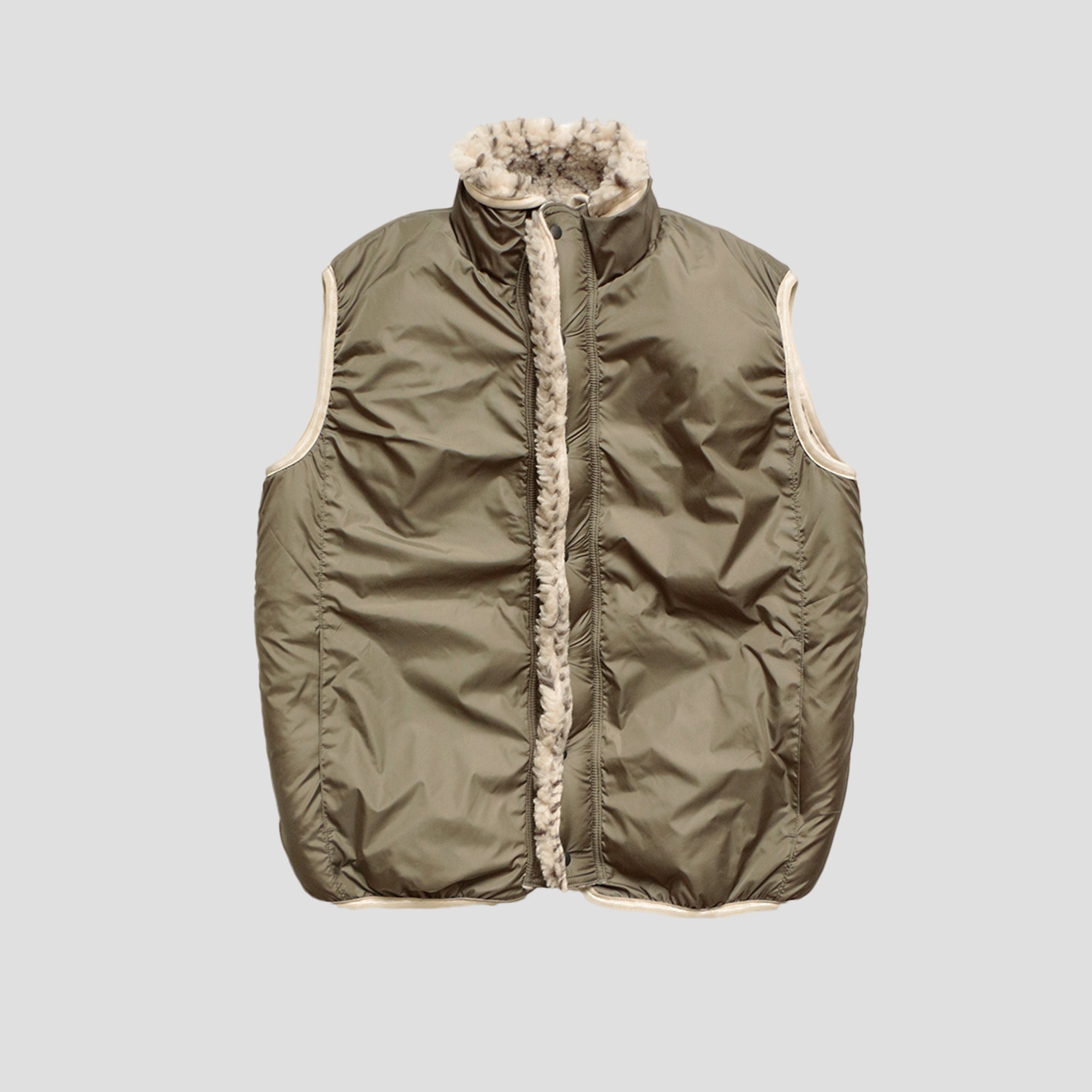 DO-GI SASHIKO BOA FLEECE REVERSIBLE VEST - WHITE - 3