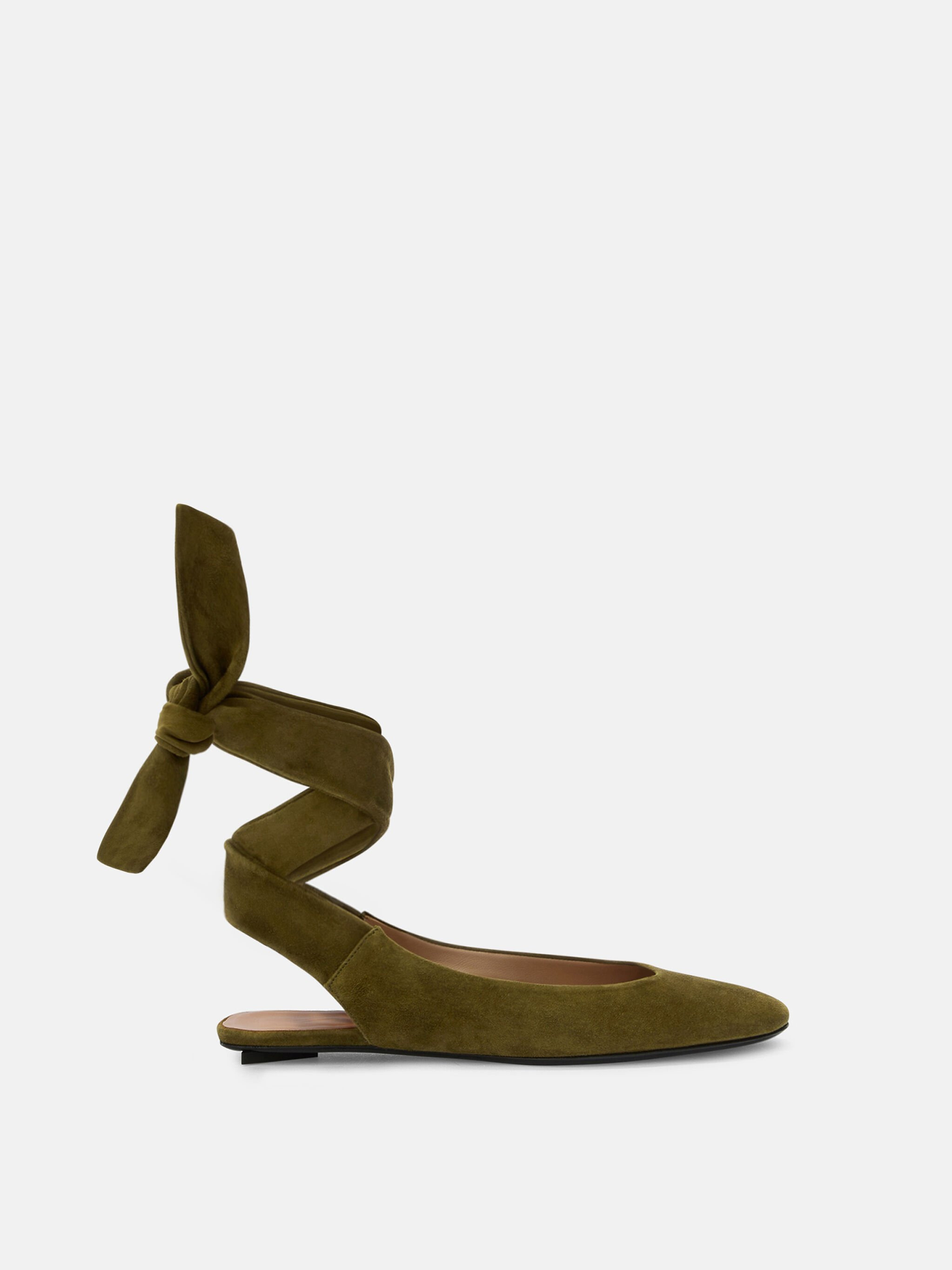 ''CLOE'' BALLERINA FLAT MILITARY GREEN - 1
