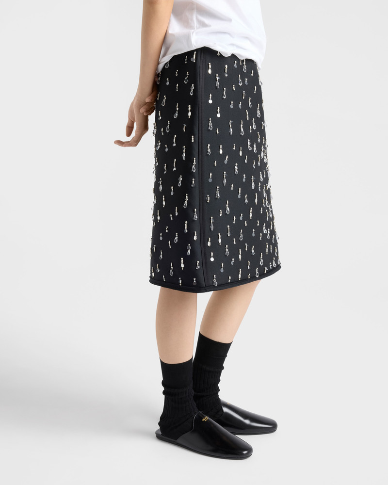 Embroidered scuba midi-skirt 3