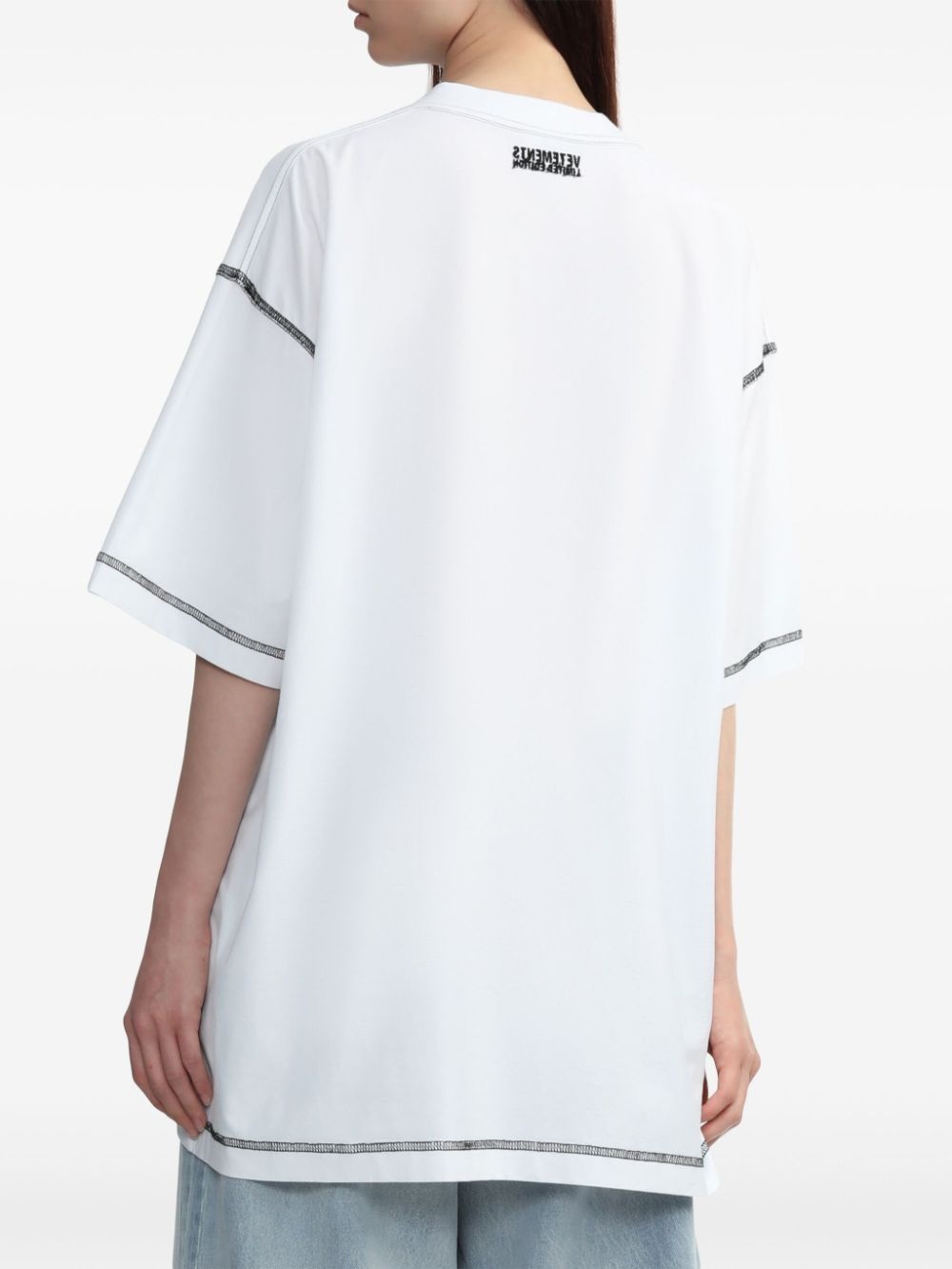 contrast-stitching cotton T-shirt - 4