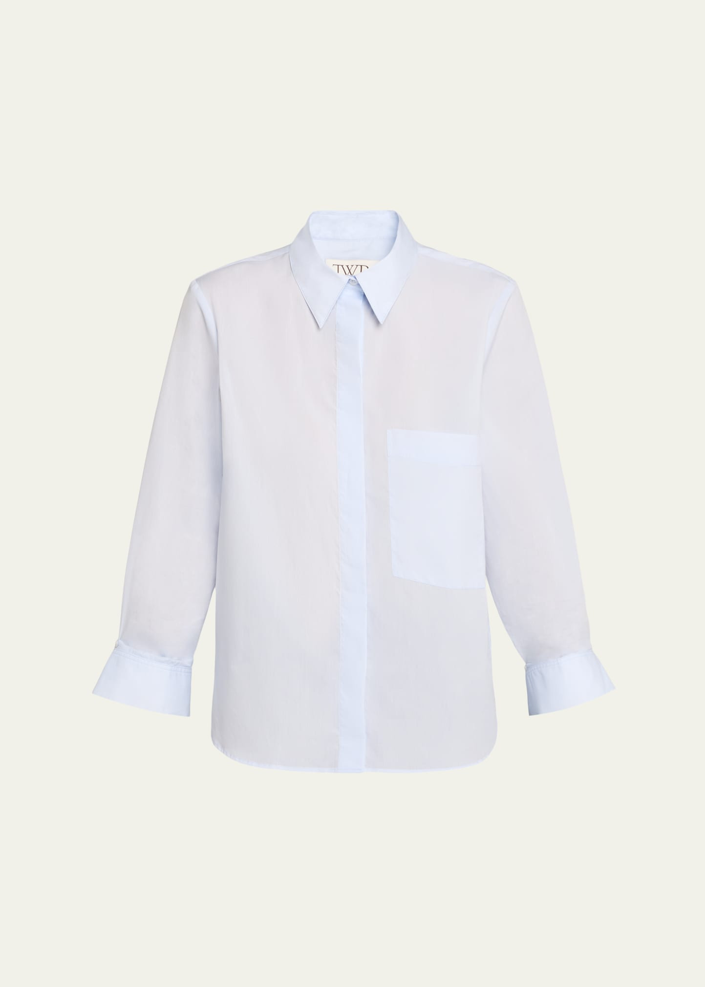 Cotton Button-Front Boyfriend Shirt - 1