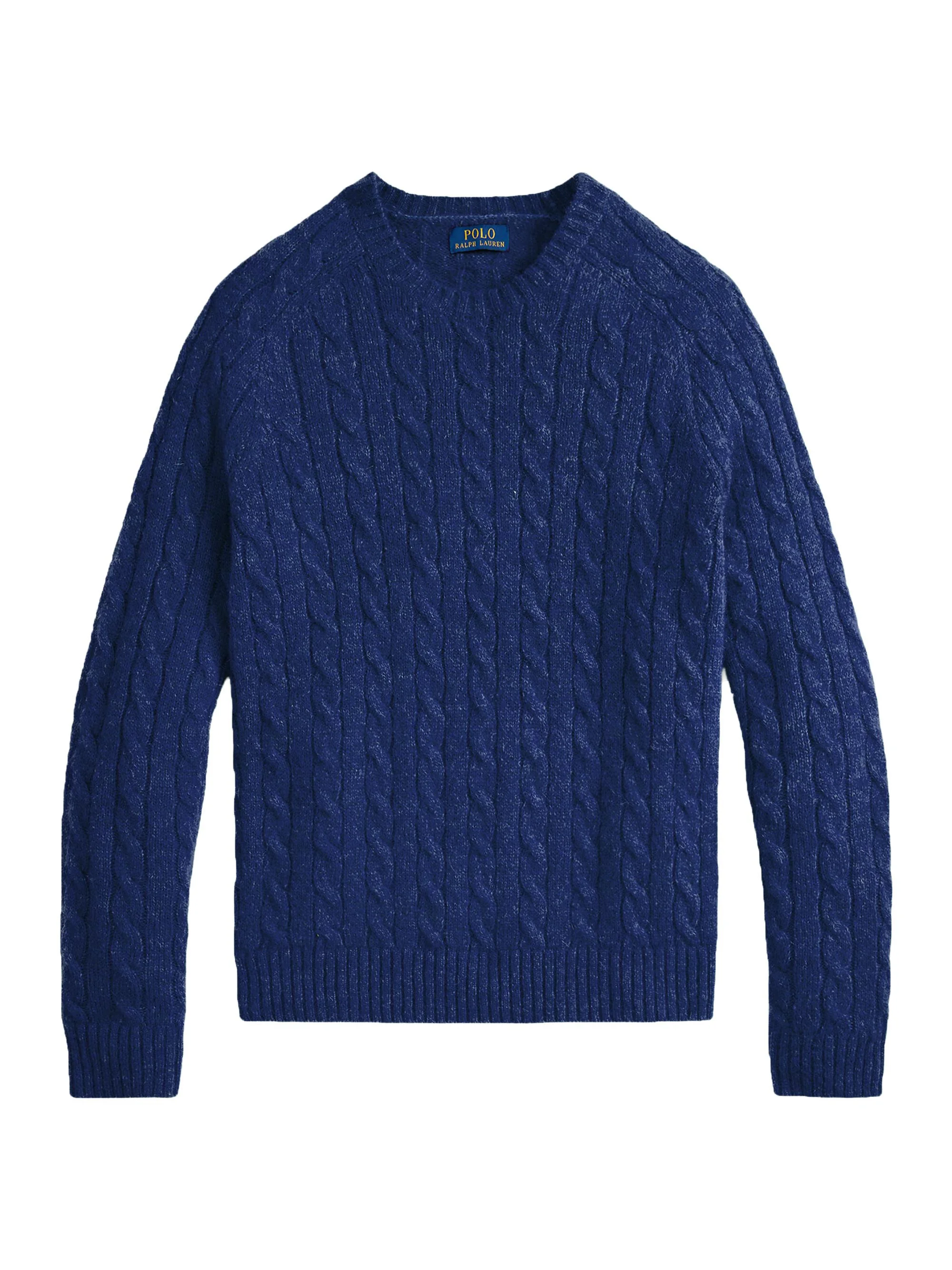 Men's Wool-Blend & Suede Cable-Knit Sweater - Midnight Navy Heather - 1