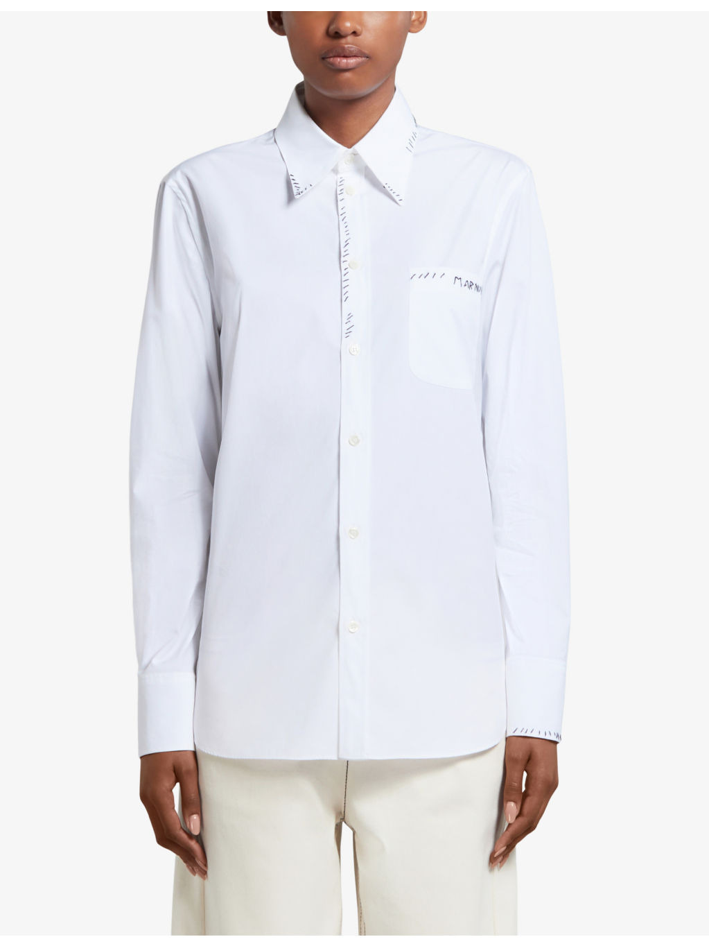 Brand-print patch-pocket cotton shirt - 3