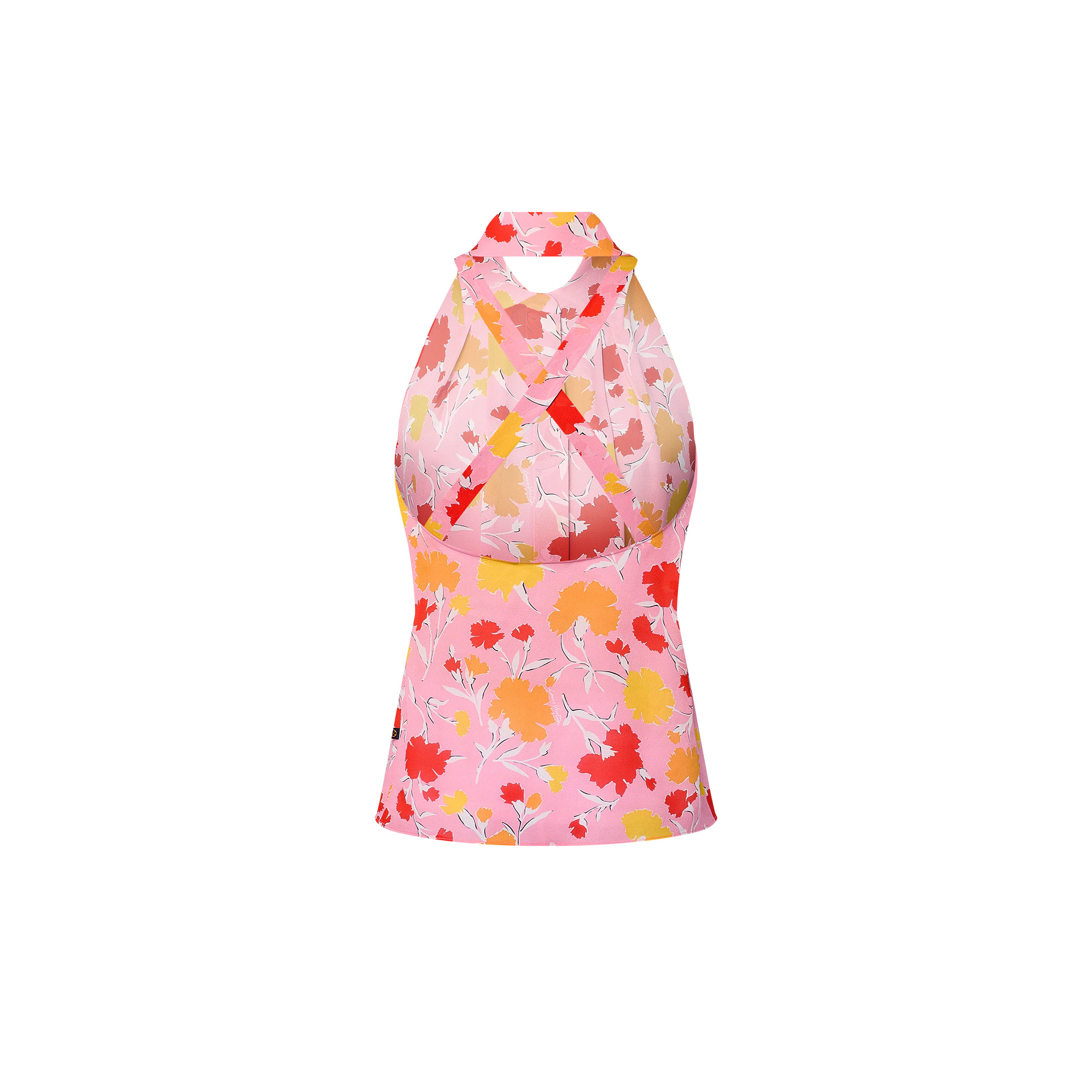 Carnation Print Tailored Halter Top - 3