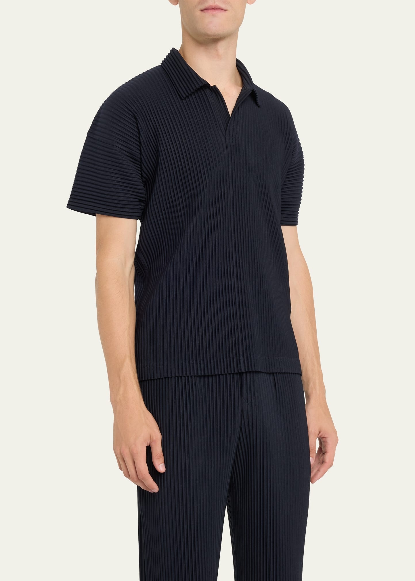 Men's Pleated Polyester Basic Polo Shirt - 4
