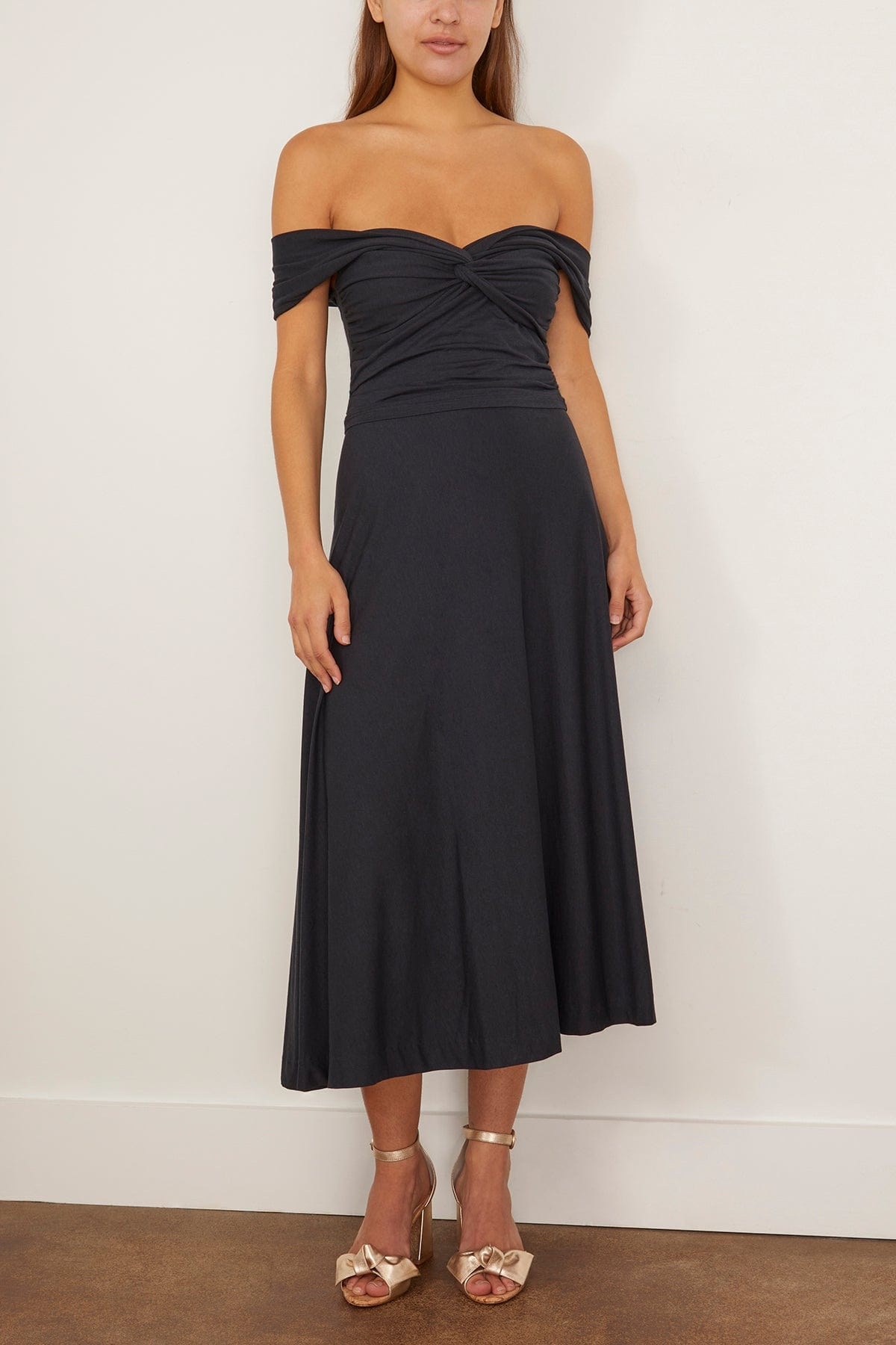 Soft Drape Dress in Dark Navy - 3