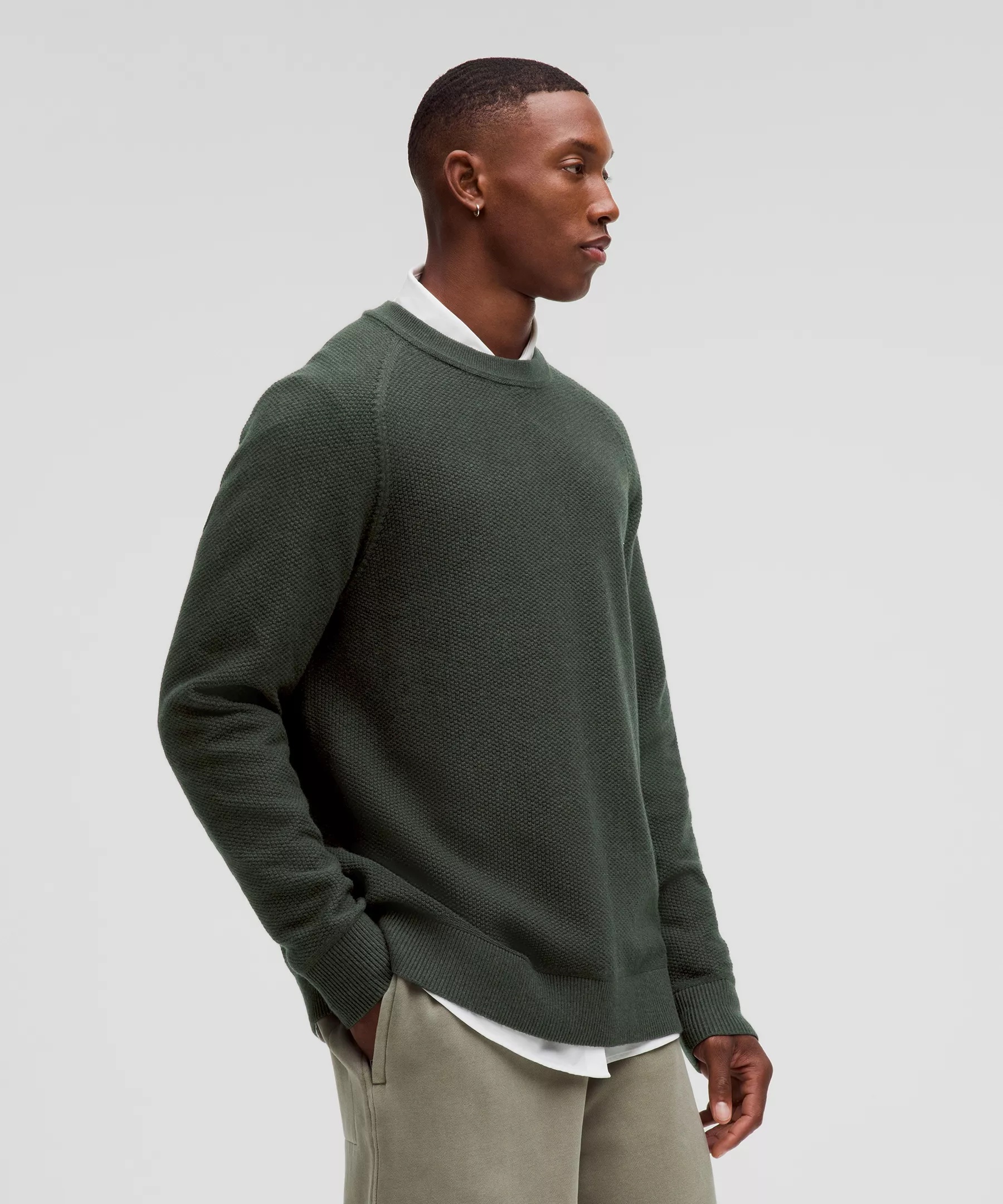 Textured Knit Crewneck Sweater - 1