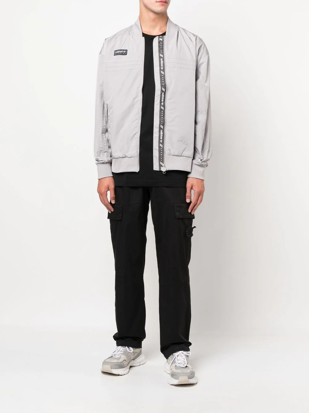 logo-patch three-stripe zip jacket - 2