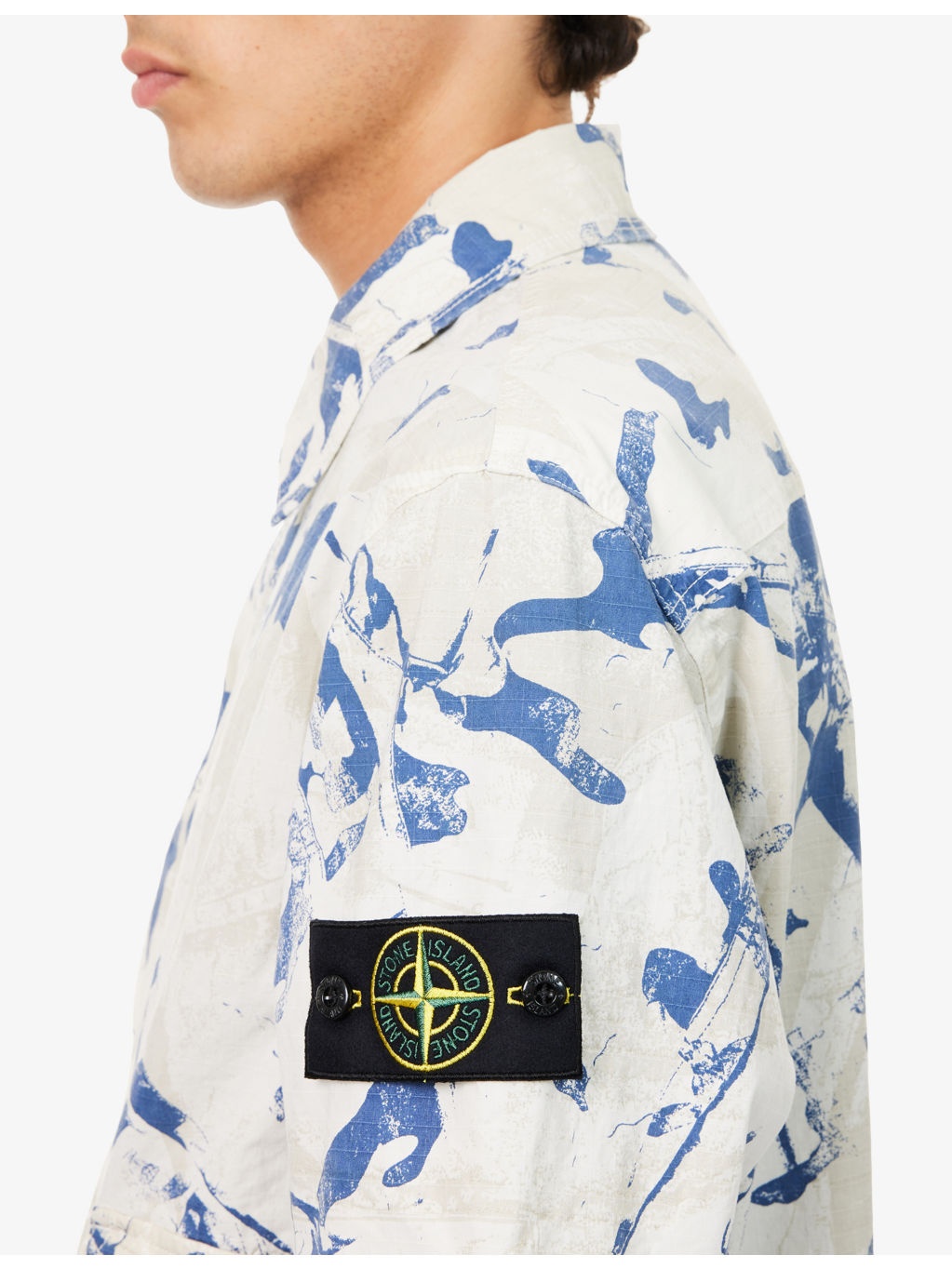 Camo Graphic-Print Patch-Pocket Stretch-Cotton Shirt - 5