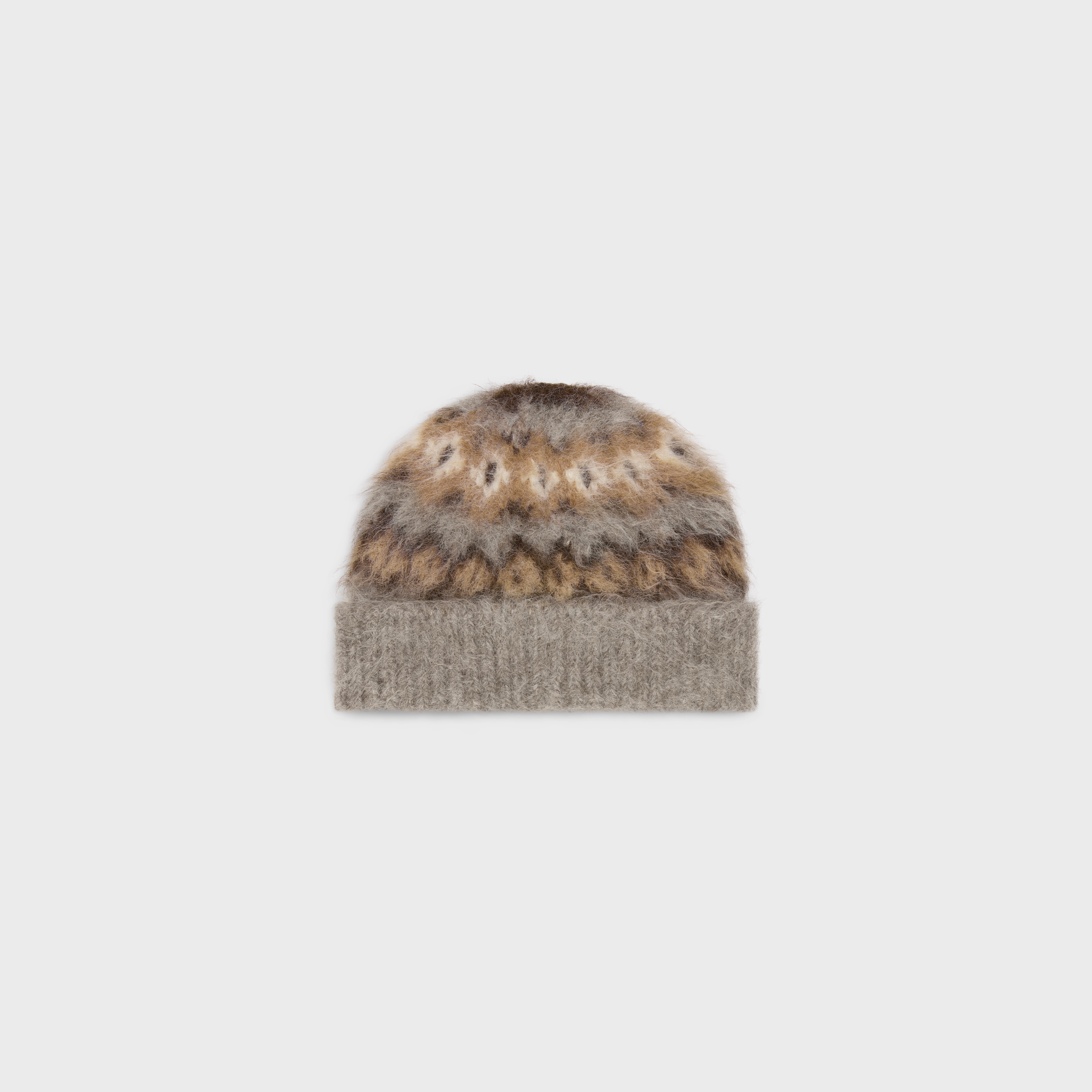 beanie in brushed fair isle alpaca wool - 2