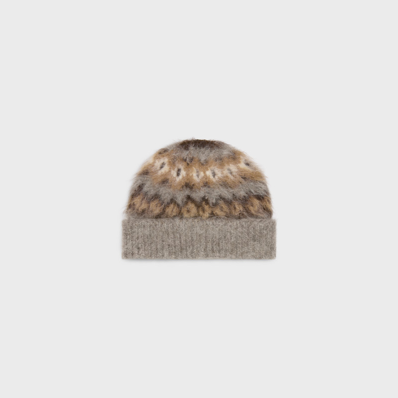 CELINE beanie in brushed fair isle alpaca wool outlook