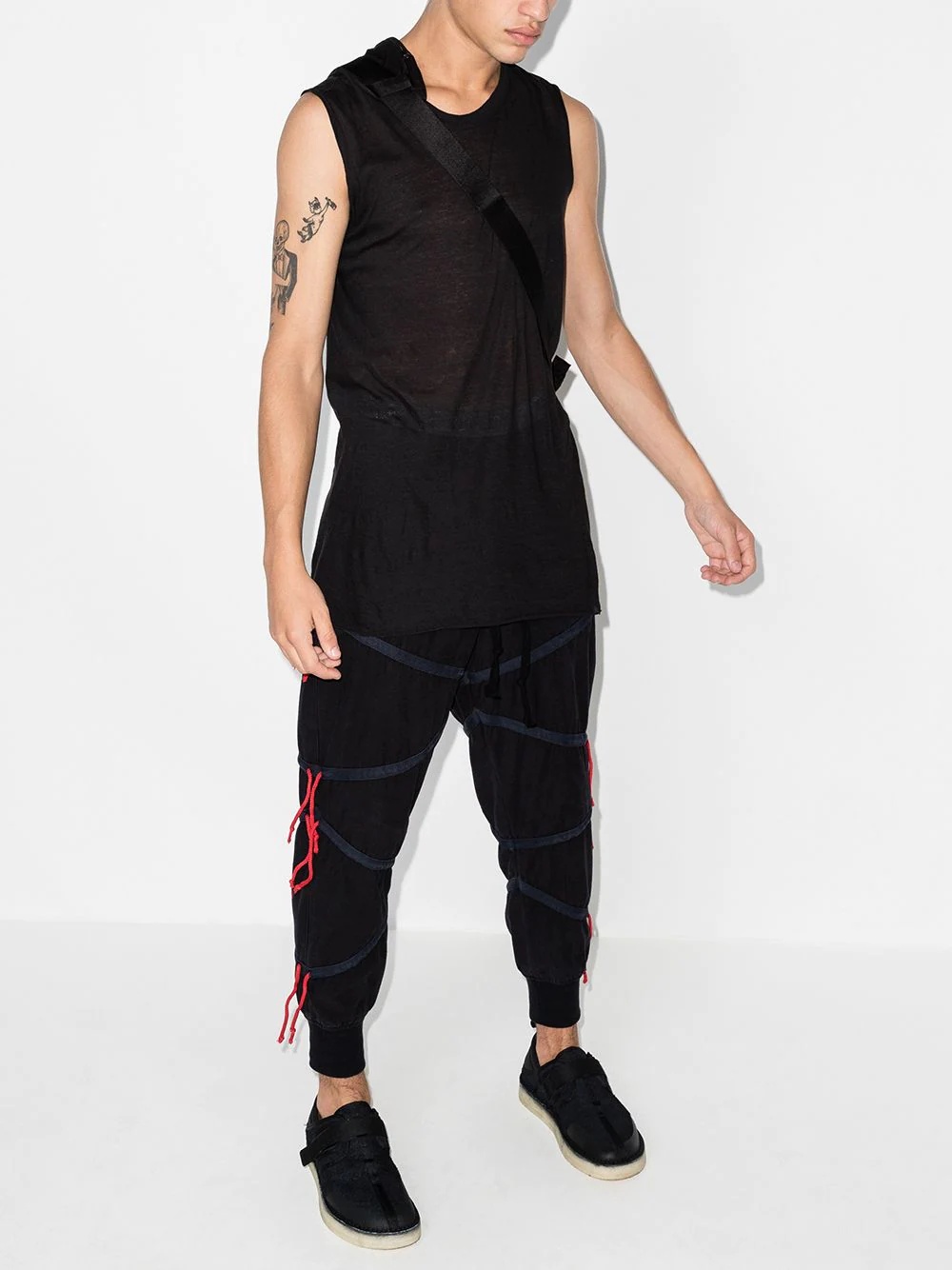 Zig-Zag drawstring panelled track pants - 5