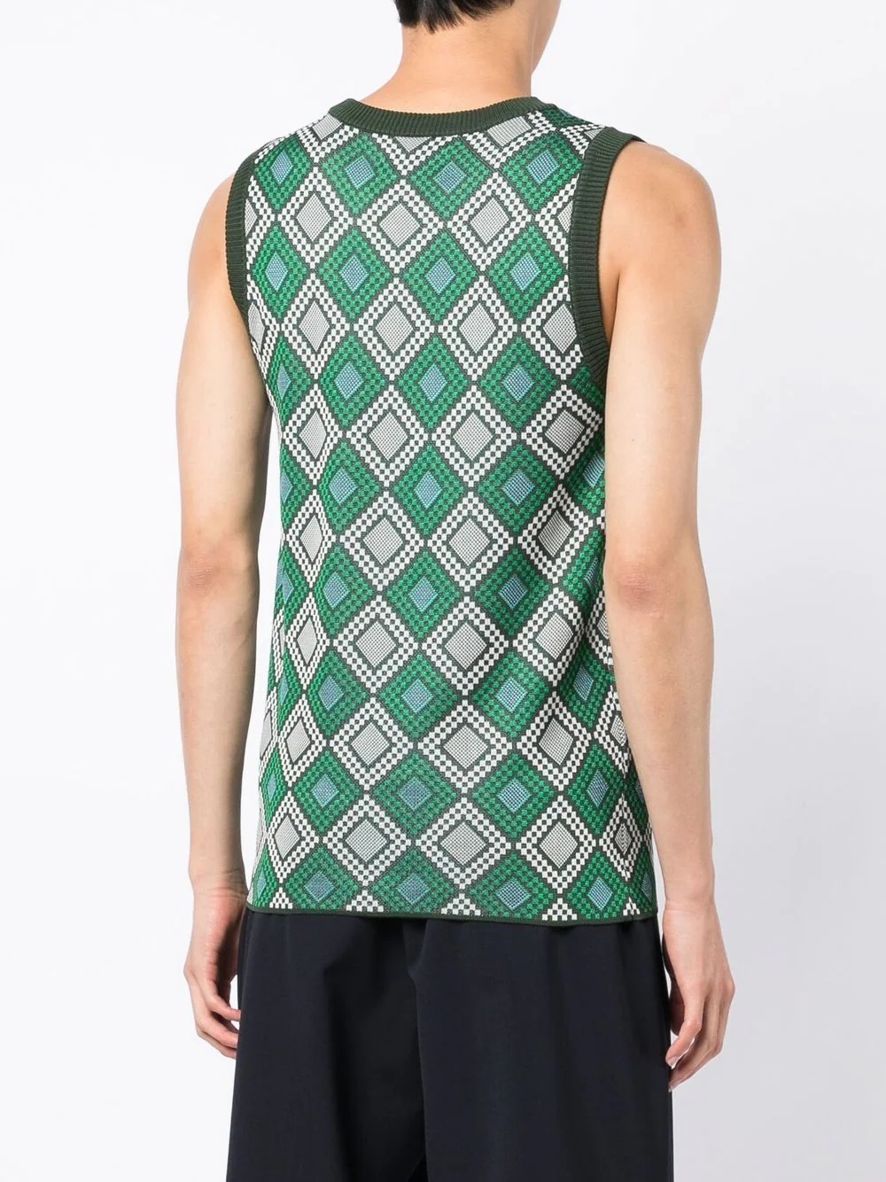 geometric-pattern knitted tank top - 4