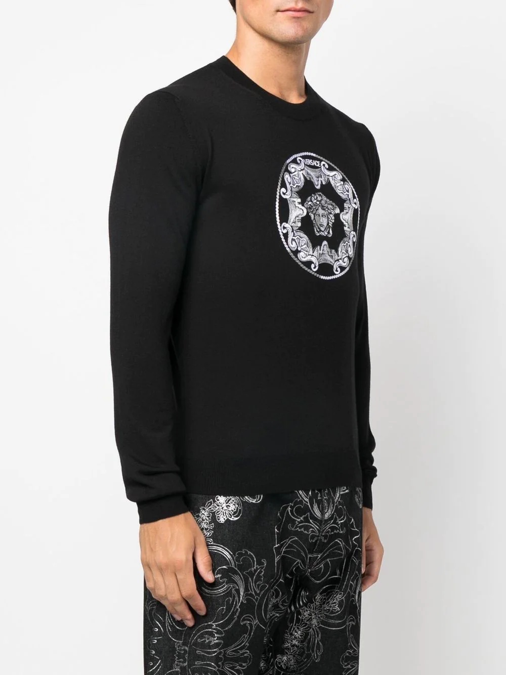 Medusa-print detail knit jumper - 3