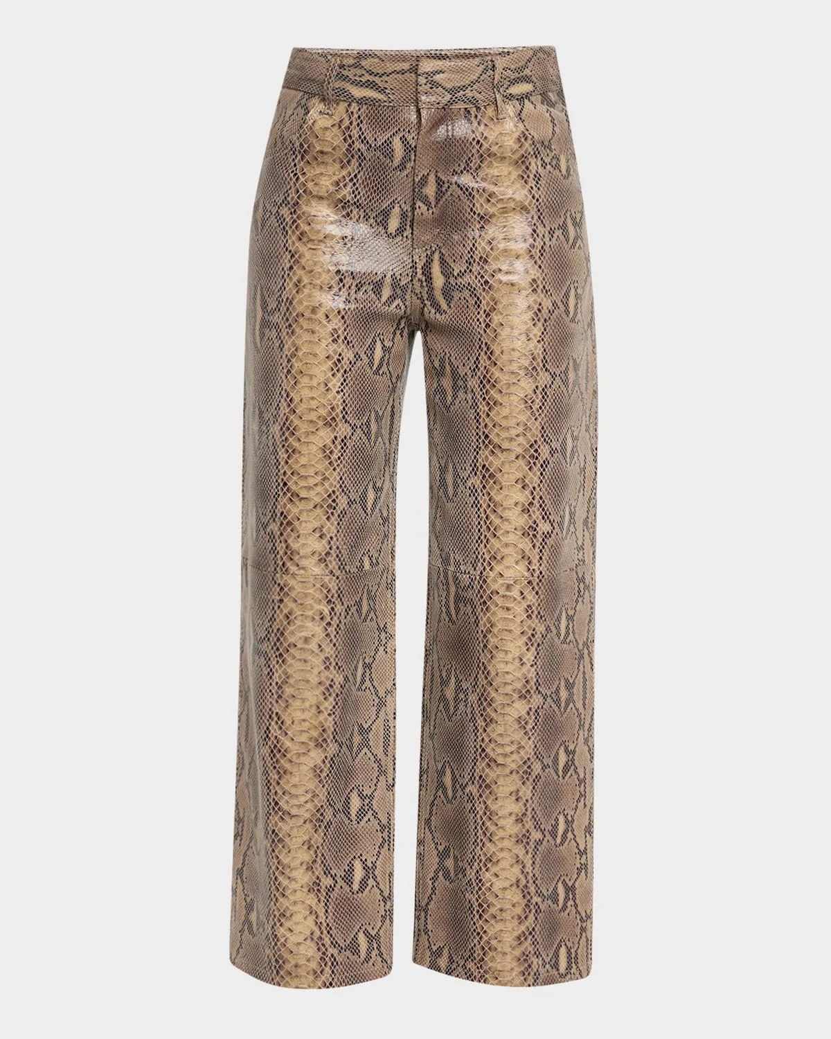 Cailys Cropped Snake-Embossed Leather Trousers - 1