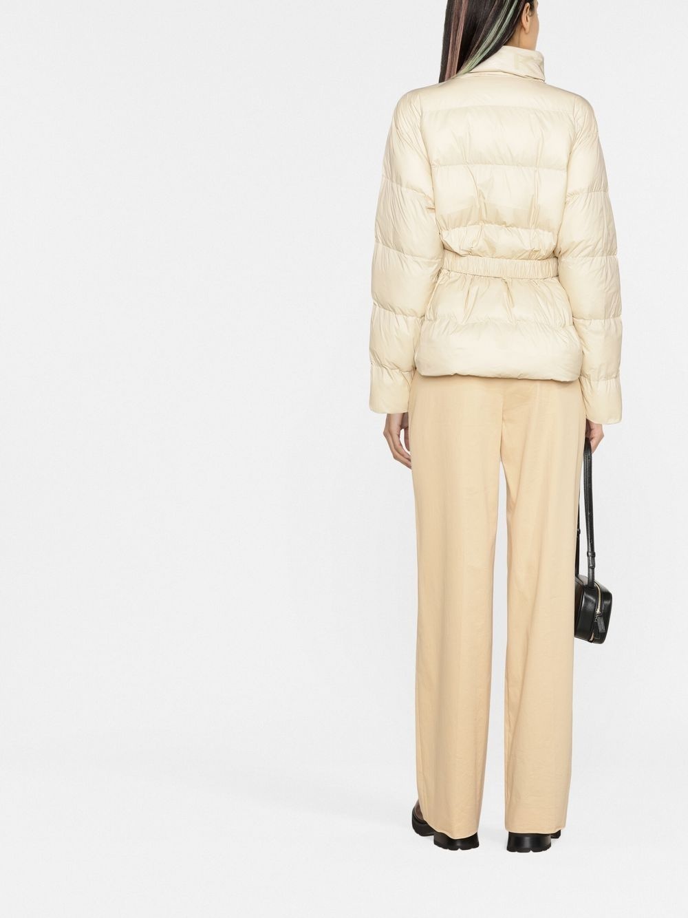 logo print collar puffer jacket - 4