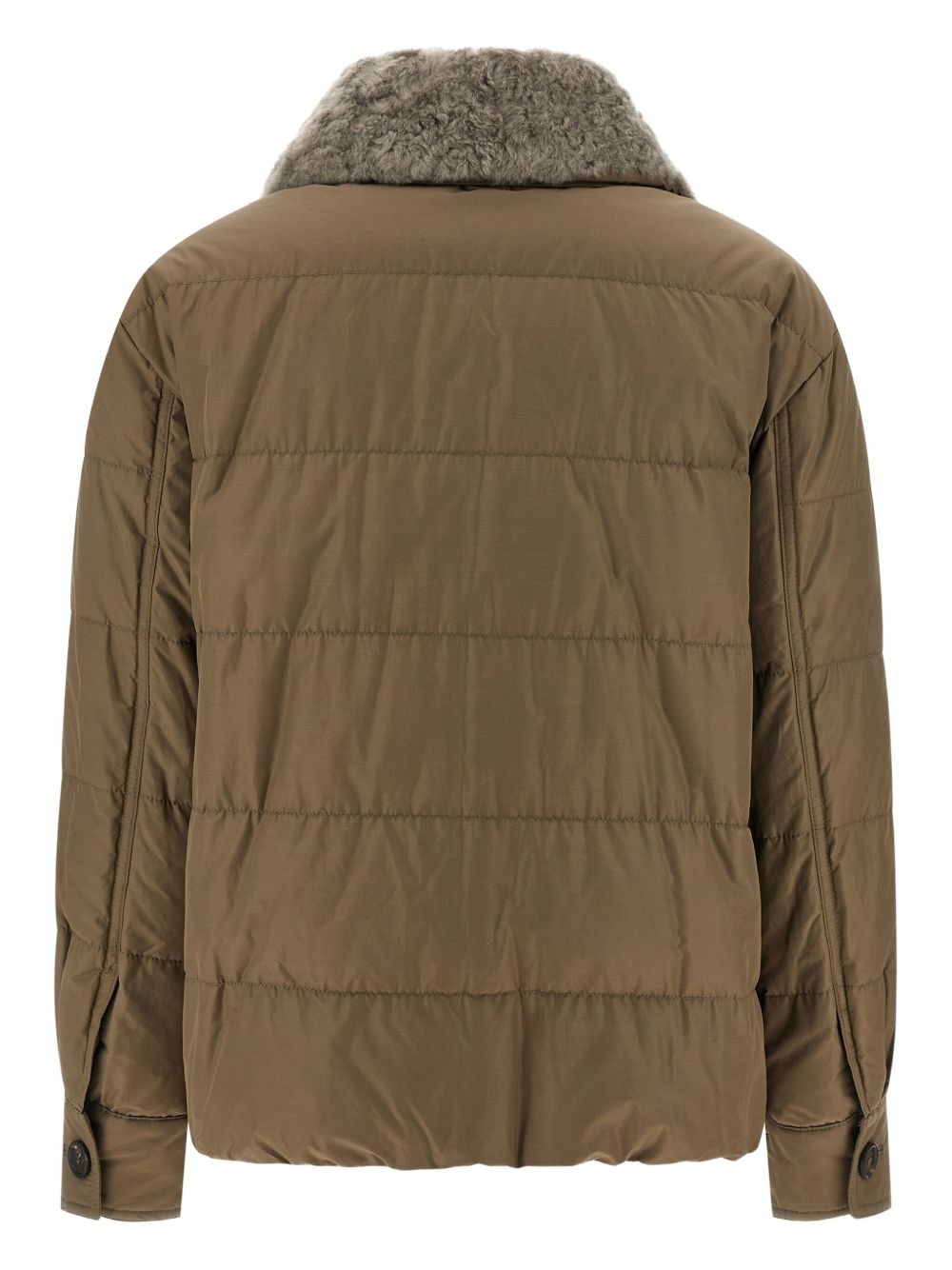 quilted sherling-collar padded coat - 2